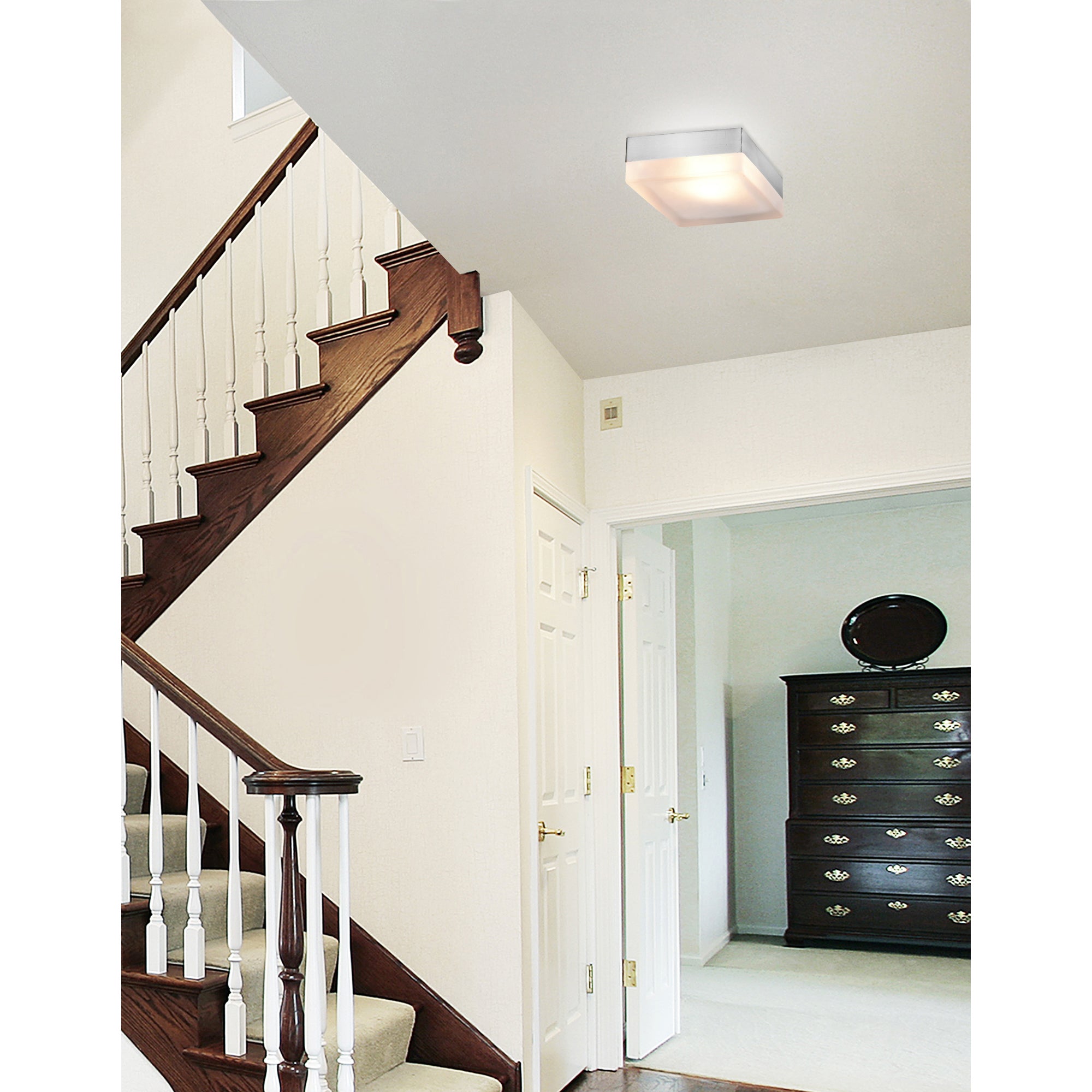 Avoca 1 Light Nickel Flush Mount