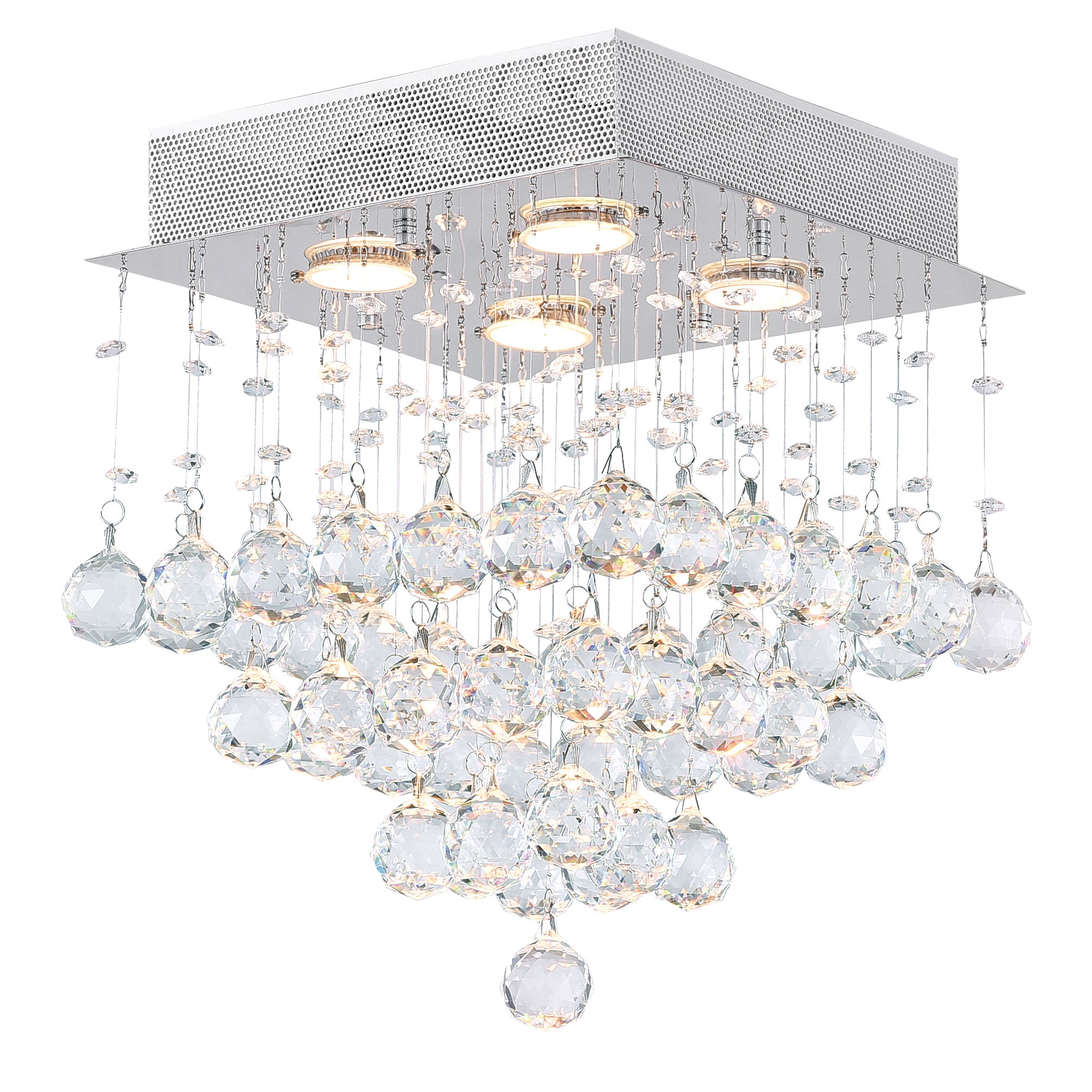 Square 4 Light Chrome Chandelier