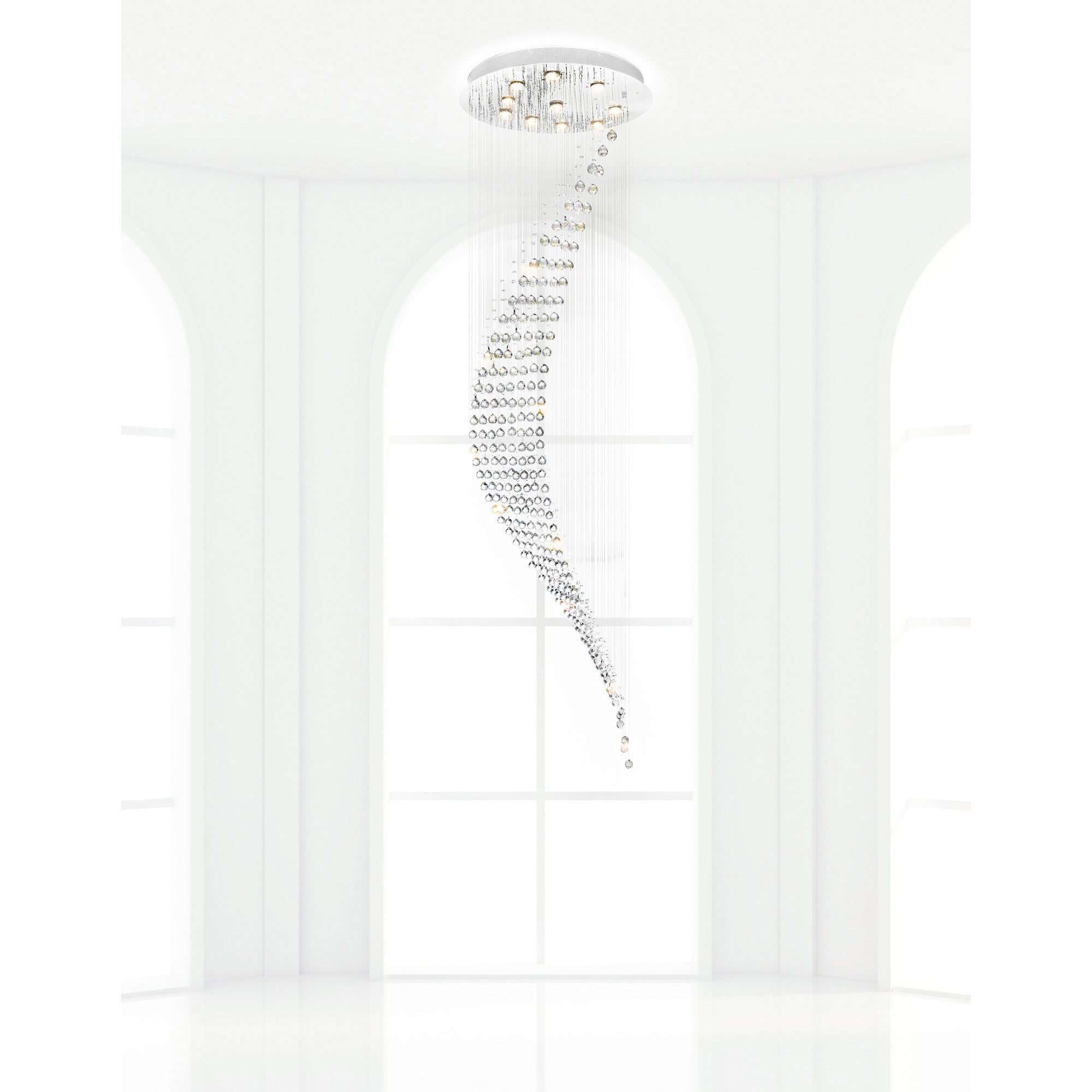 Ribbon Chandeliers 10 Light Chrome Finish