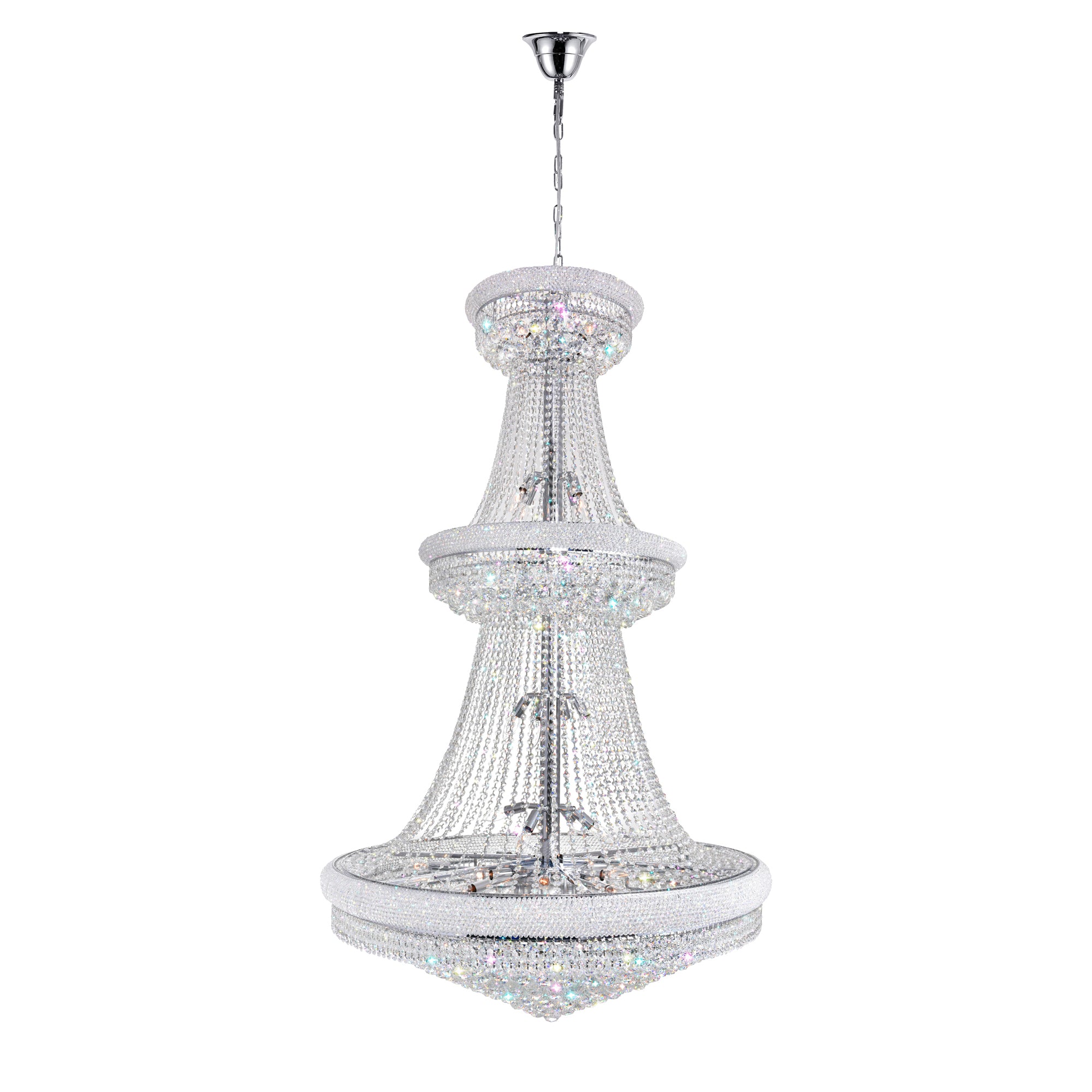 Empire Chandeliers 38 Light Chrome Crystals