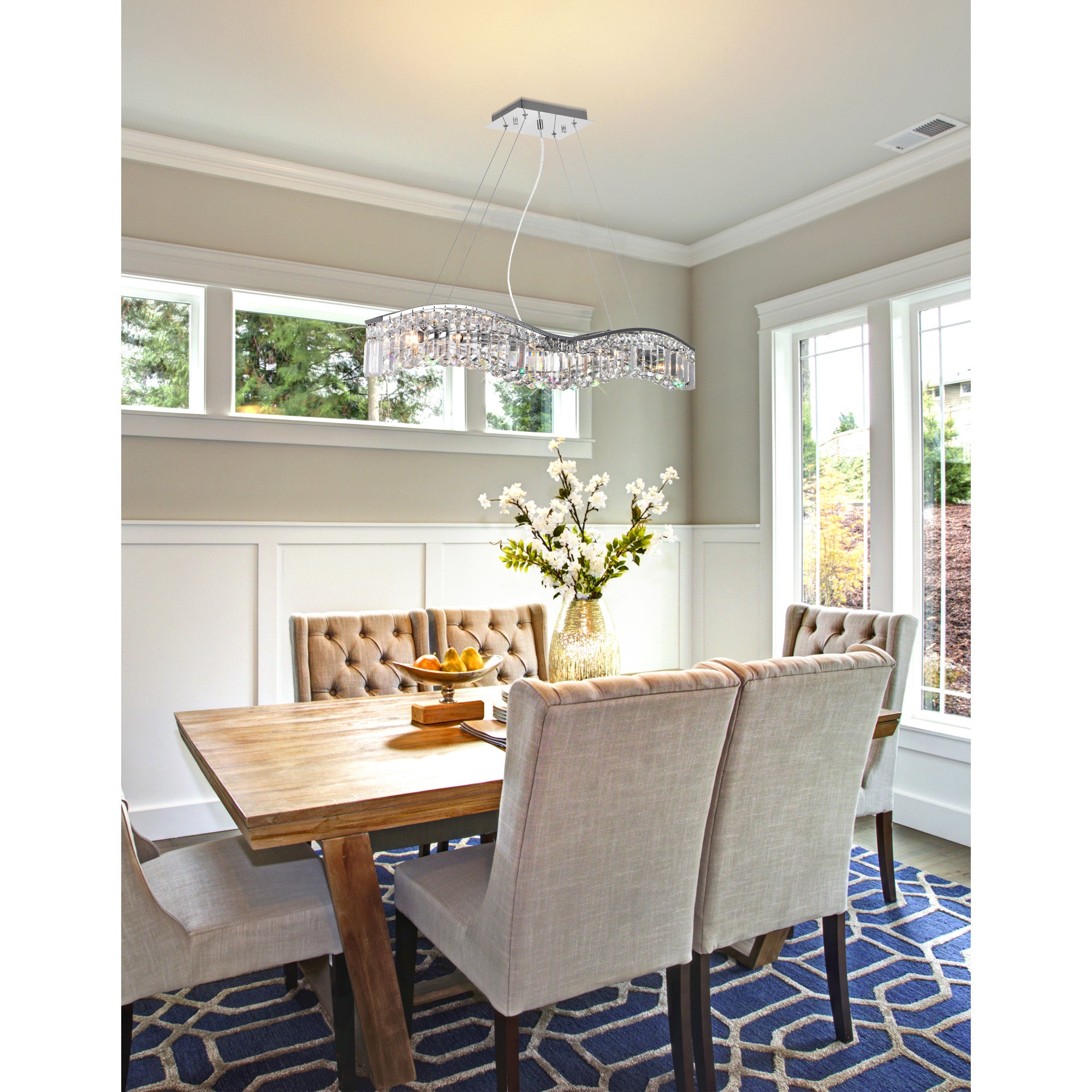 Glamorous 5 Light Chrome Chandelier Down Fixture