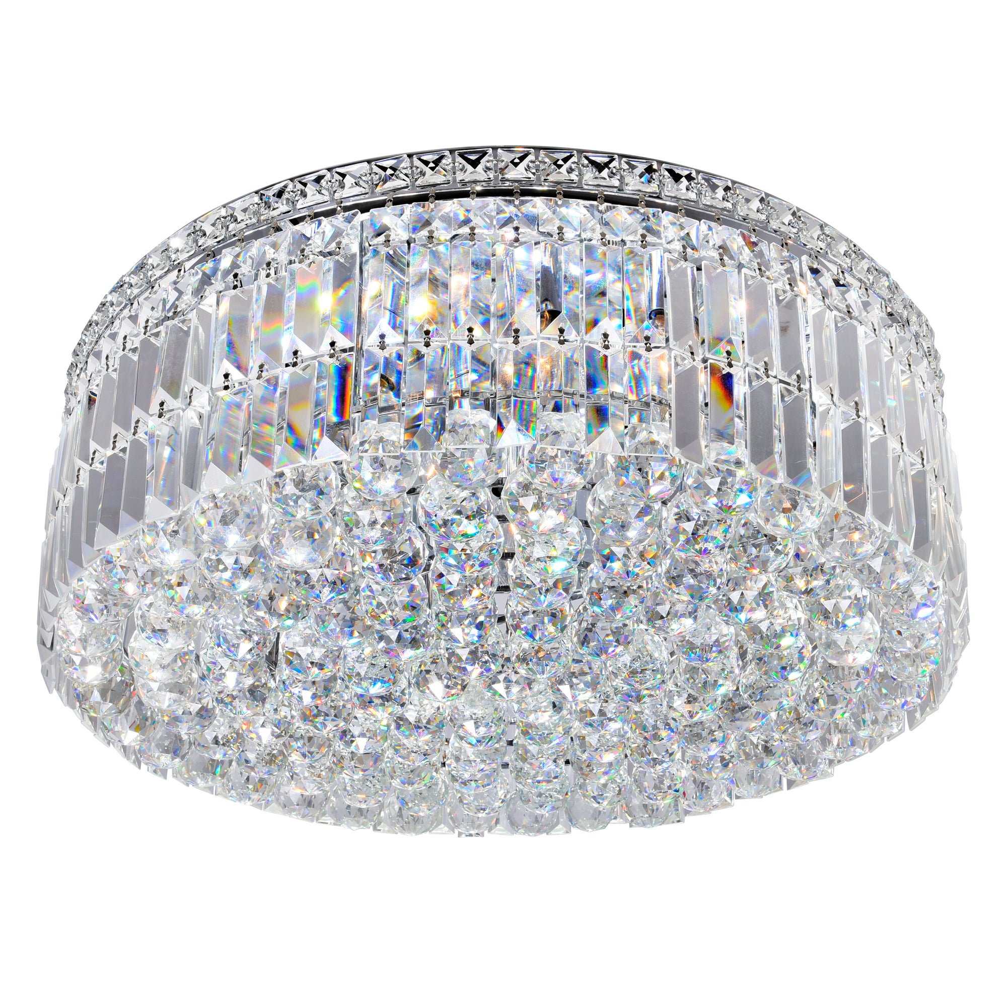 Colosseum 10 Light Chrome Flush Mount with Crystals