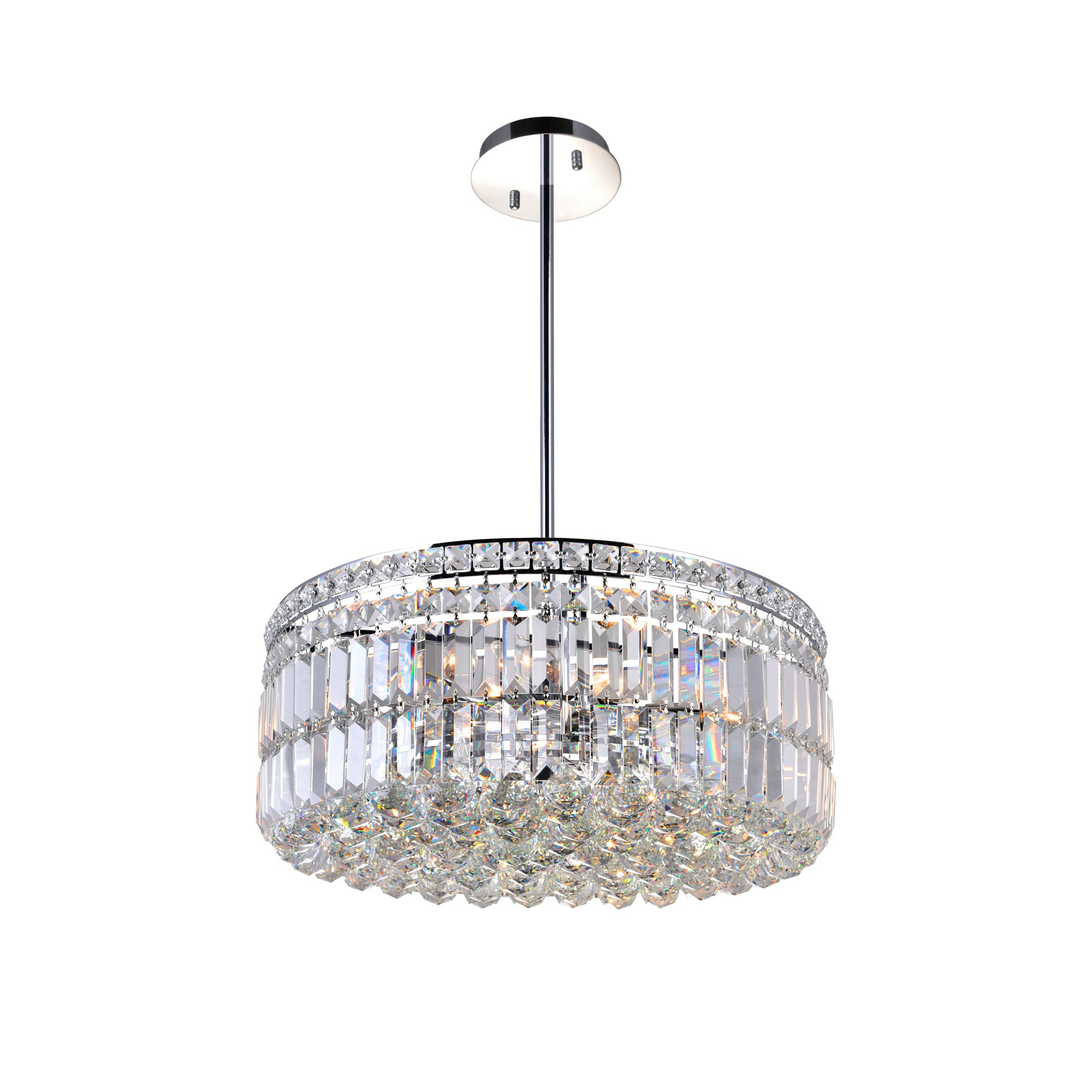 Colosseum 8 Light Chrome Chandelier Down Fixture with Crystals