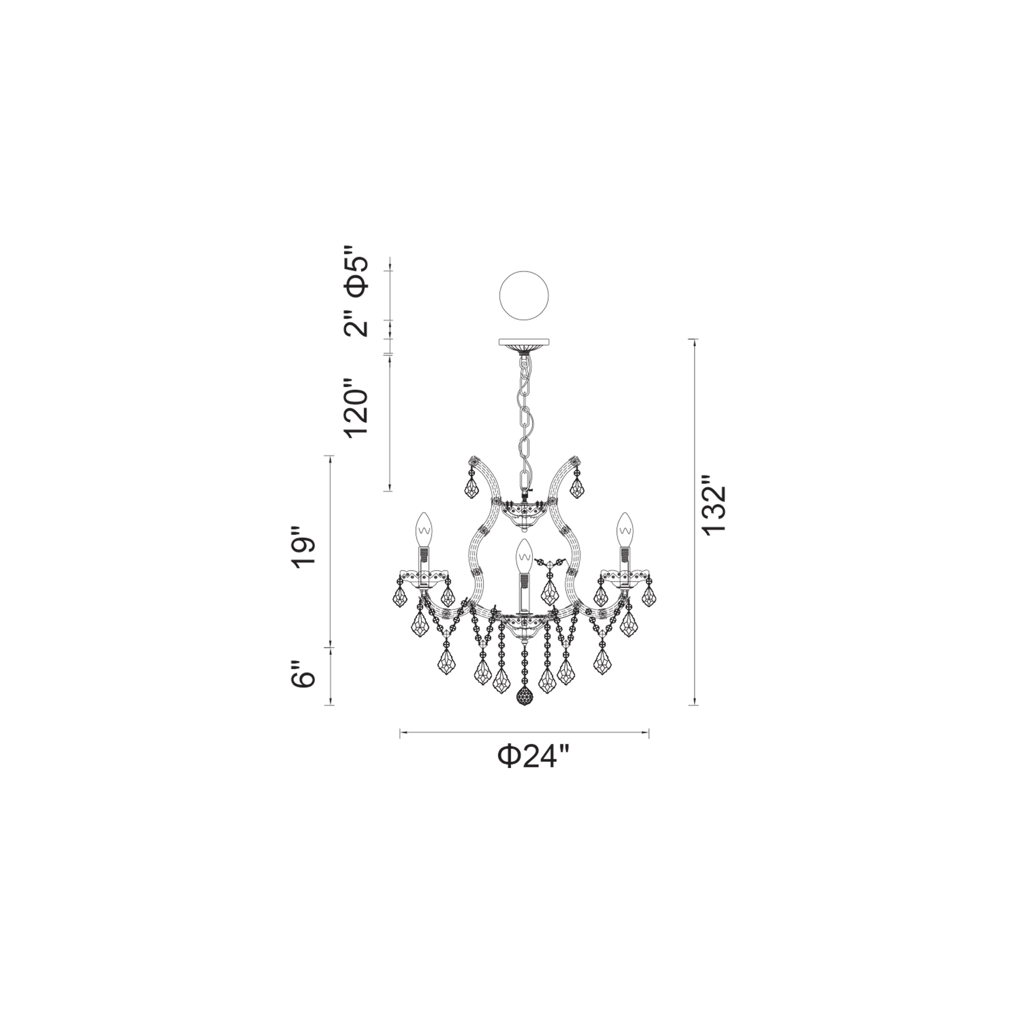 Maria Chandeliers 9 Lights Chrome Crystal
