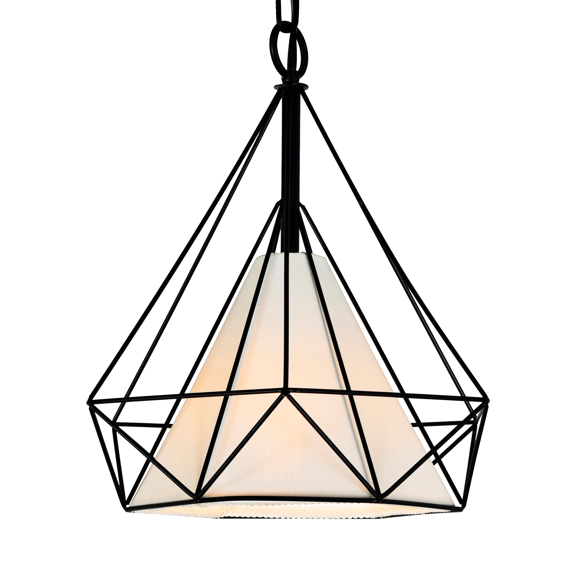 Diamond 1 Light 15in Black Down Pendant