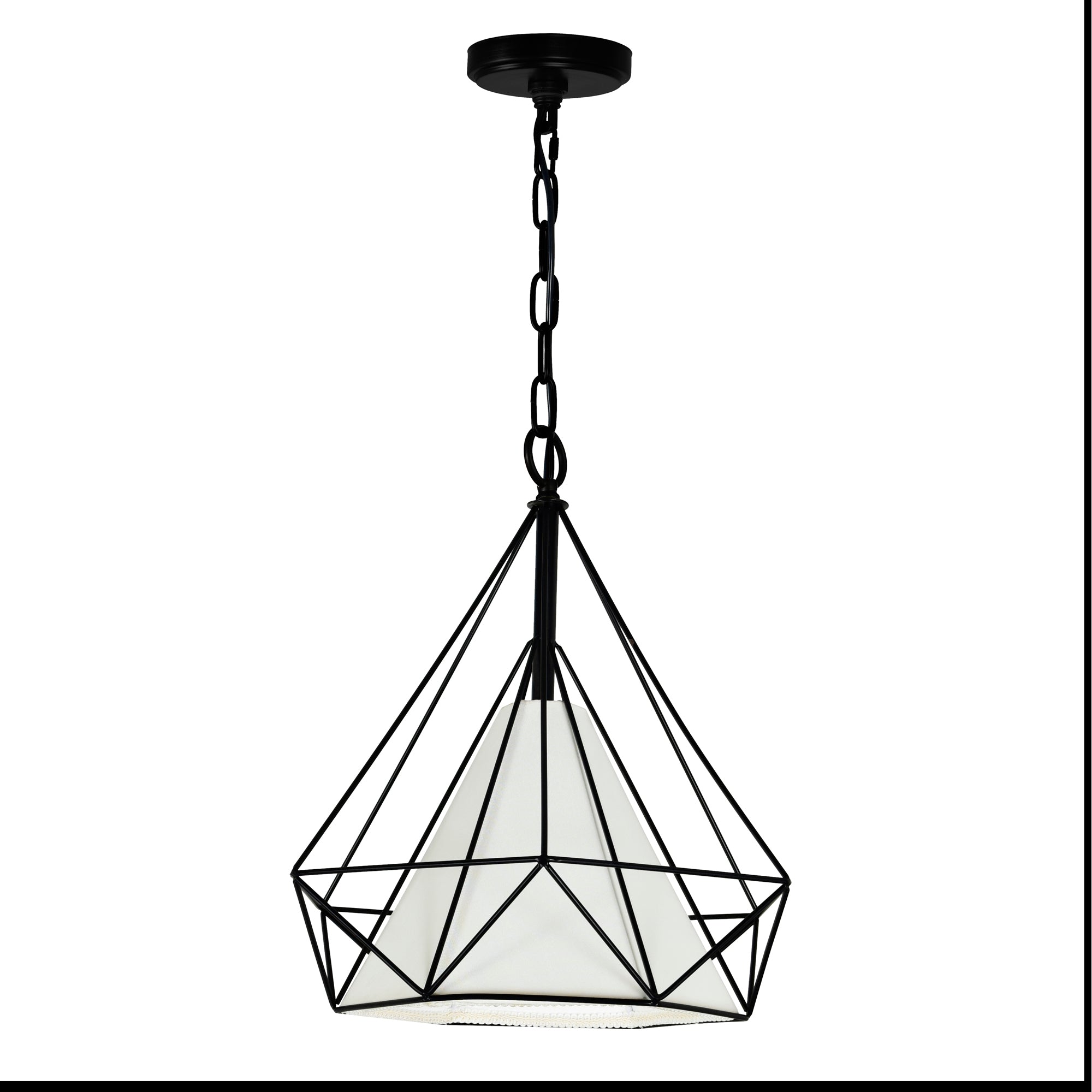 Diamond 1 Light 15in Black Down Pendant