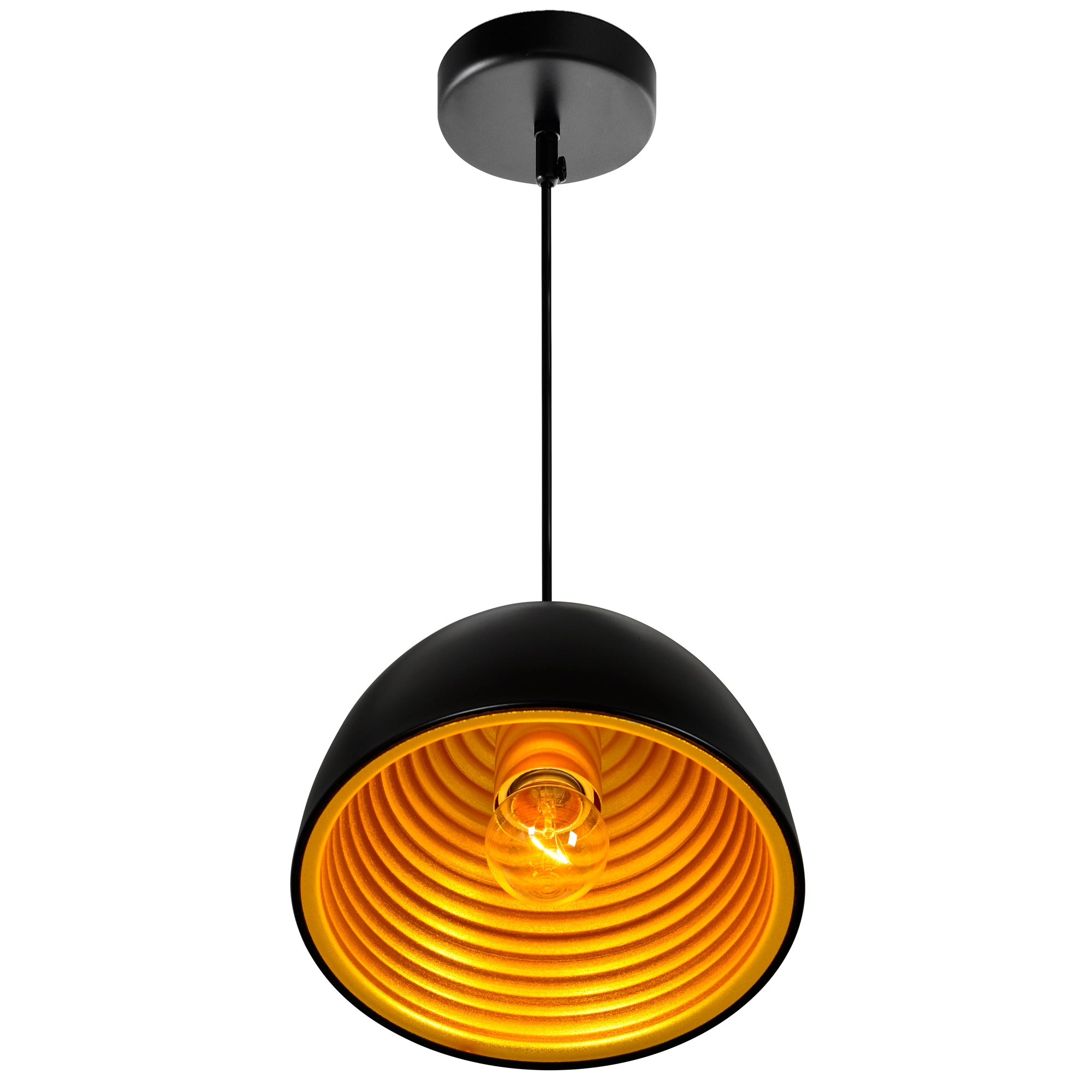 Modest 1 Light 7in Black Down Pendant Light