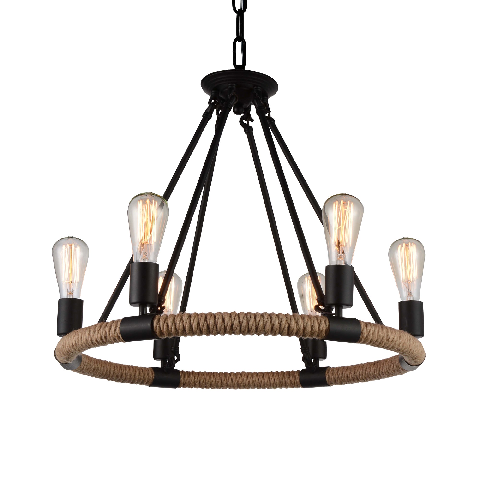 Ganges 6 Light Up Black Chandelier