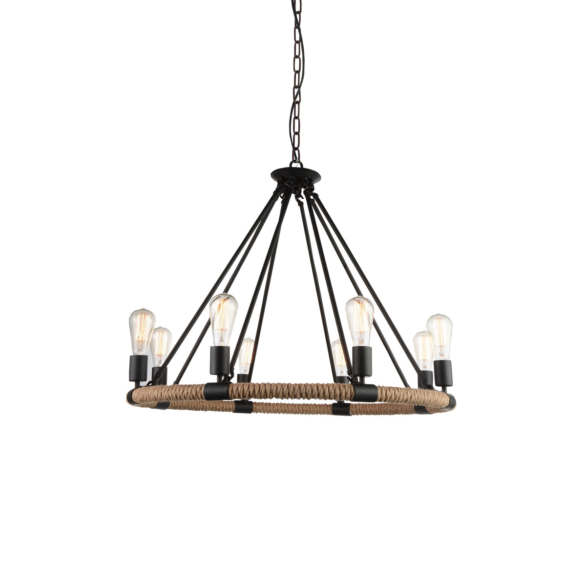 Ganges 8 Light Up Black Chandelier