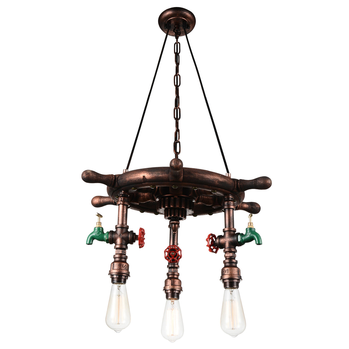 Manor 3 Light Down copper Chandelier