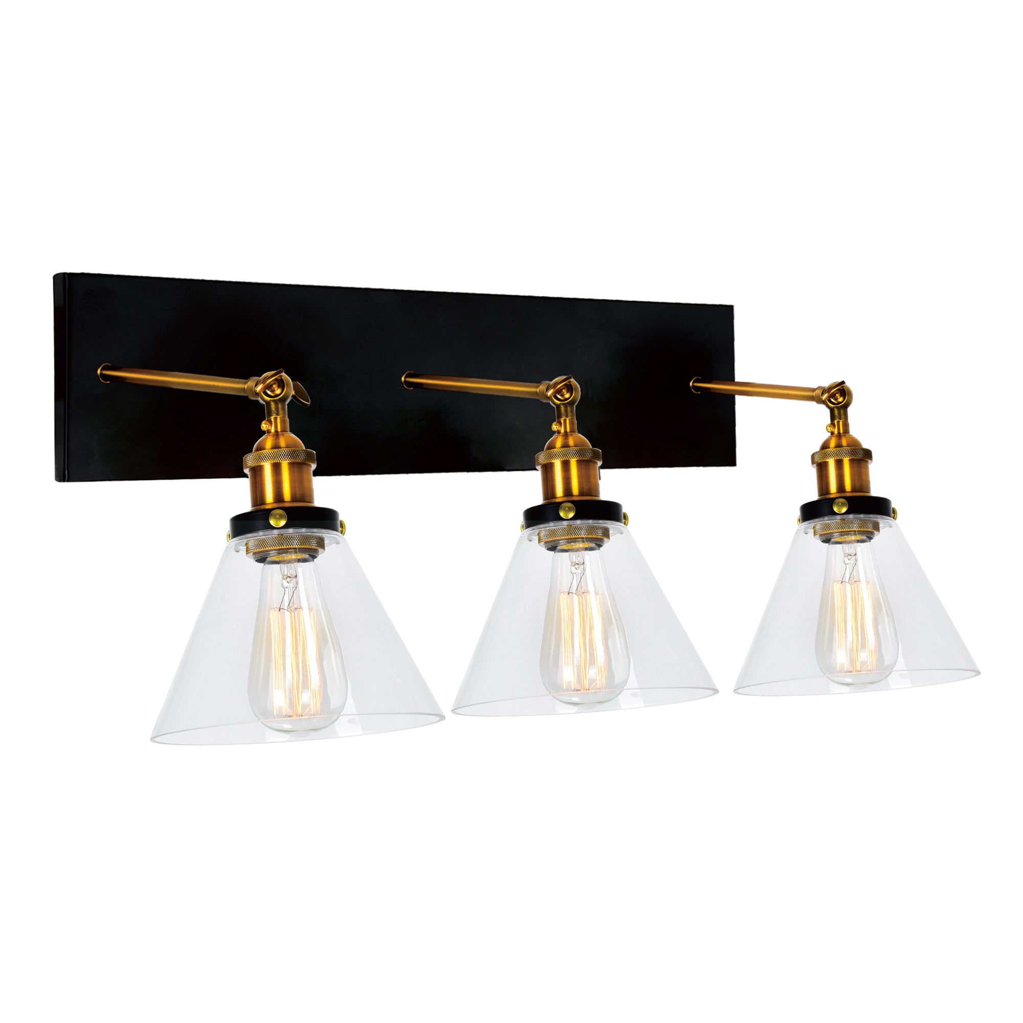 Eustis 3 Light Black Vanity Light Gold Vanity Light