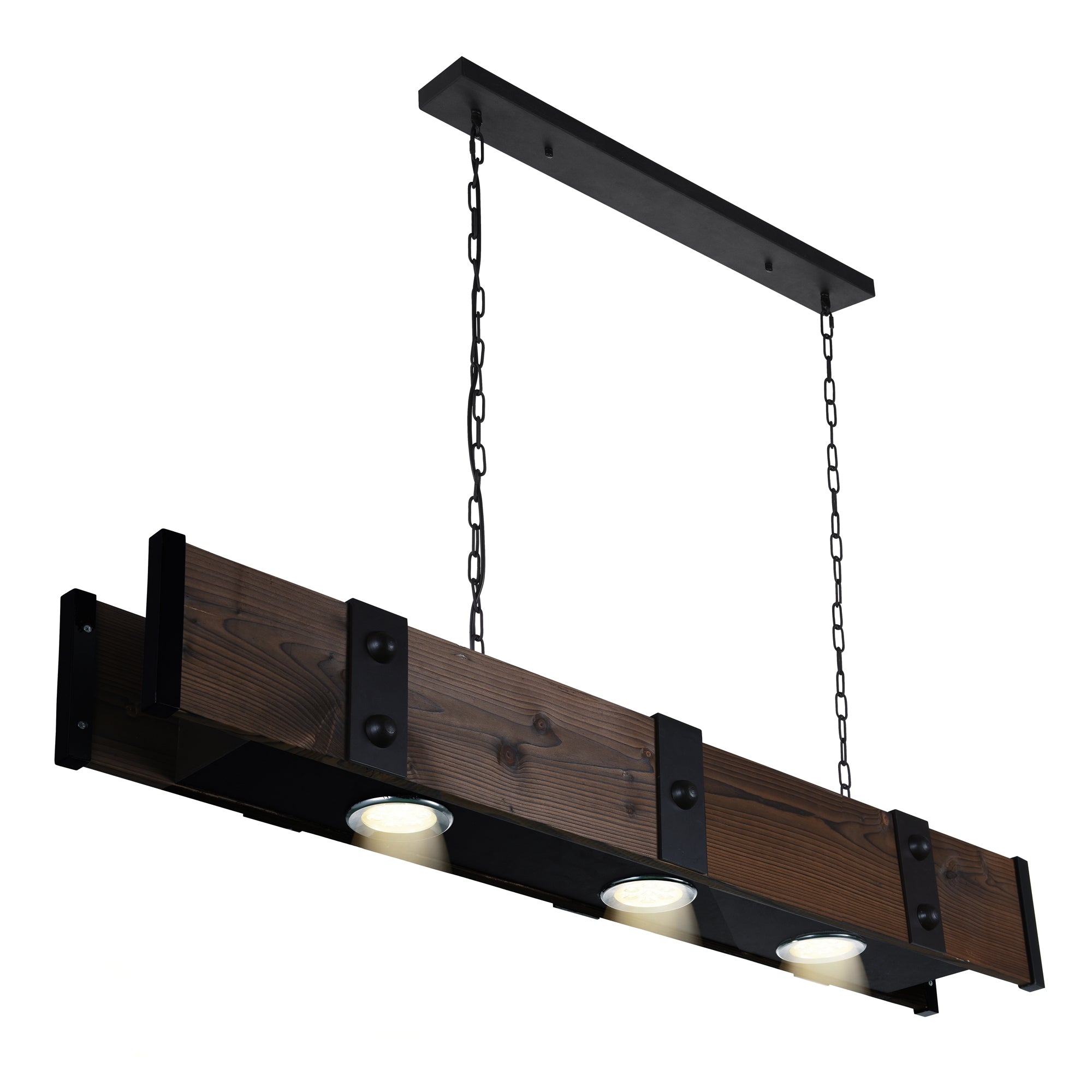 Pago Chandeliers 3 Light Black Wood Finish