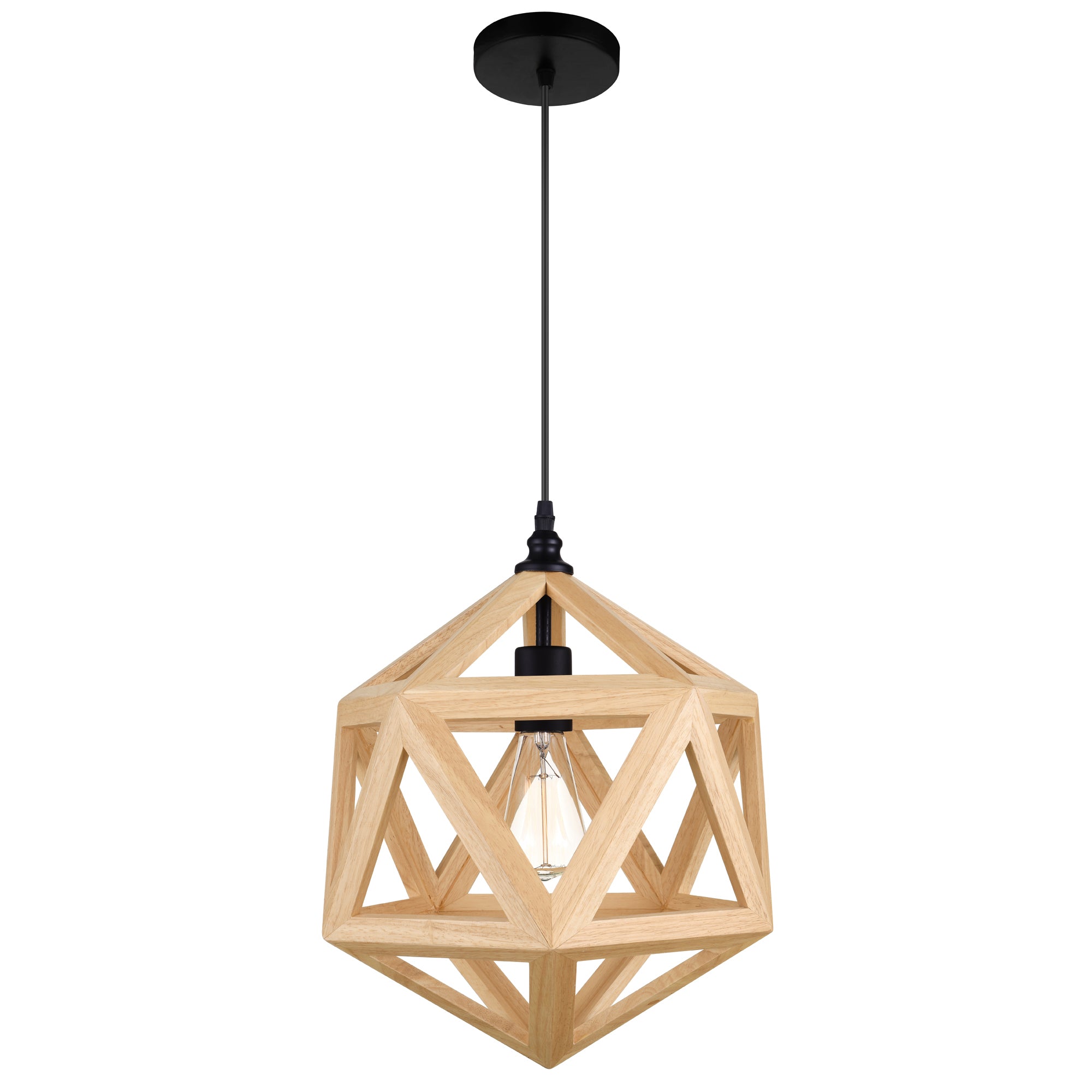 Lante 1 Light Black Pendant Wood Pendant