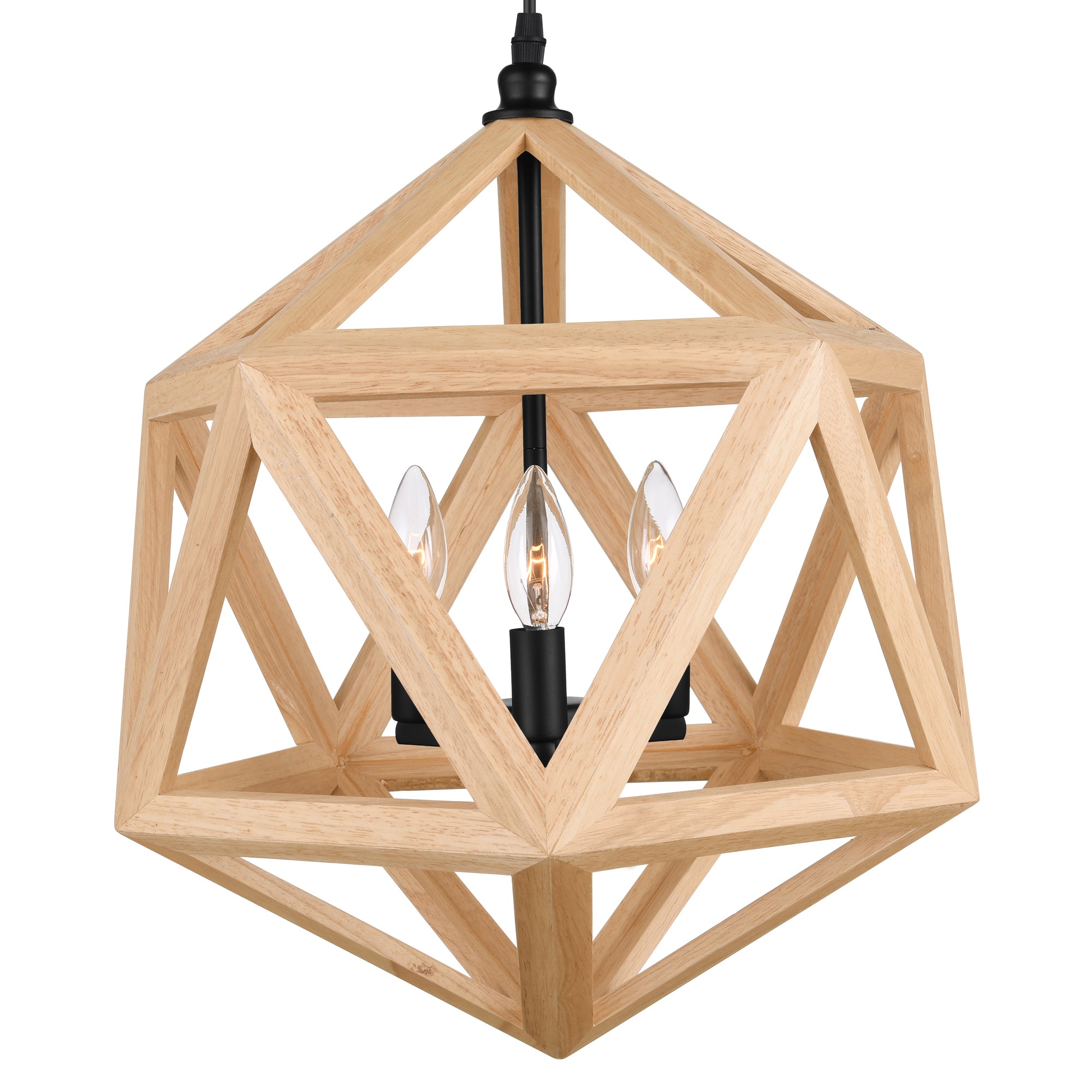 Lante 3 Light Wood Pendant Black Pendant