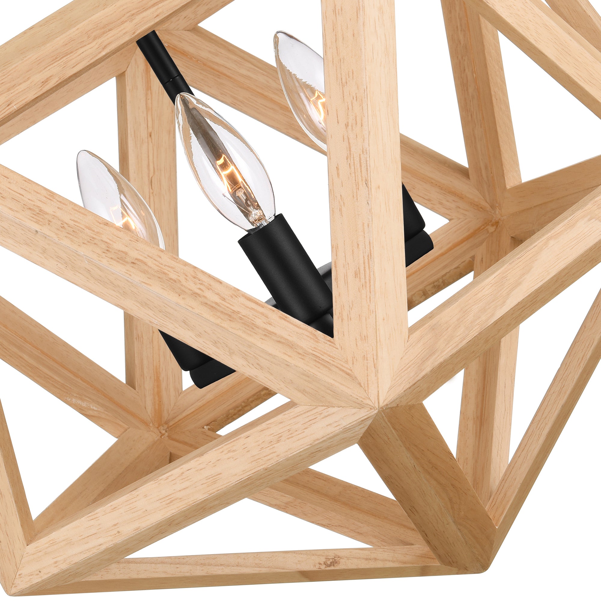 Lante 3 Light Wood Pendant Black Pendant