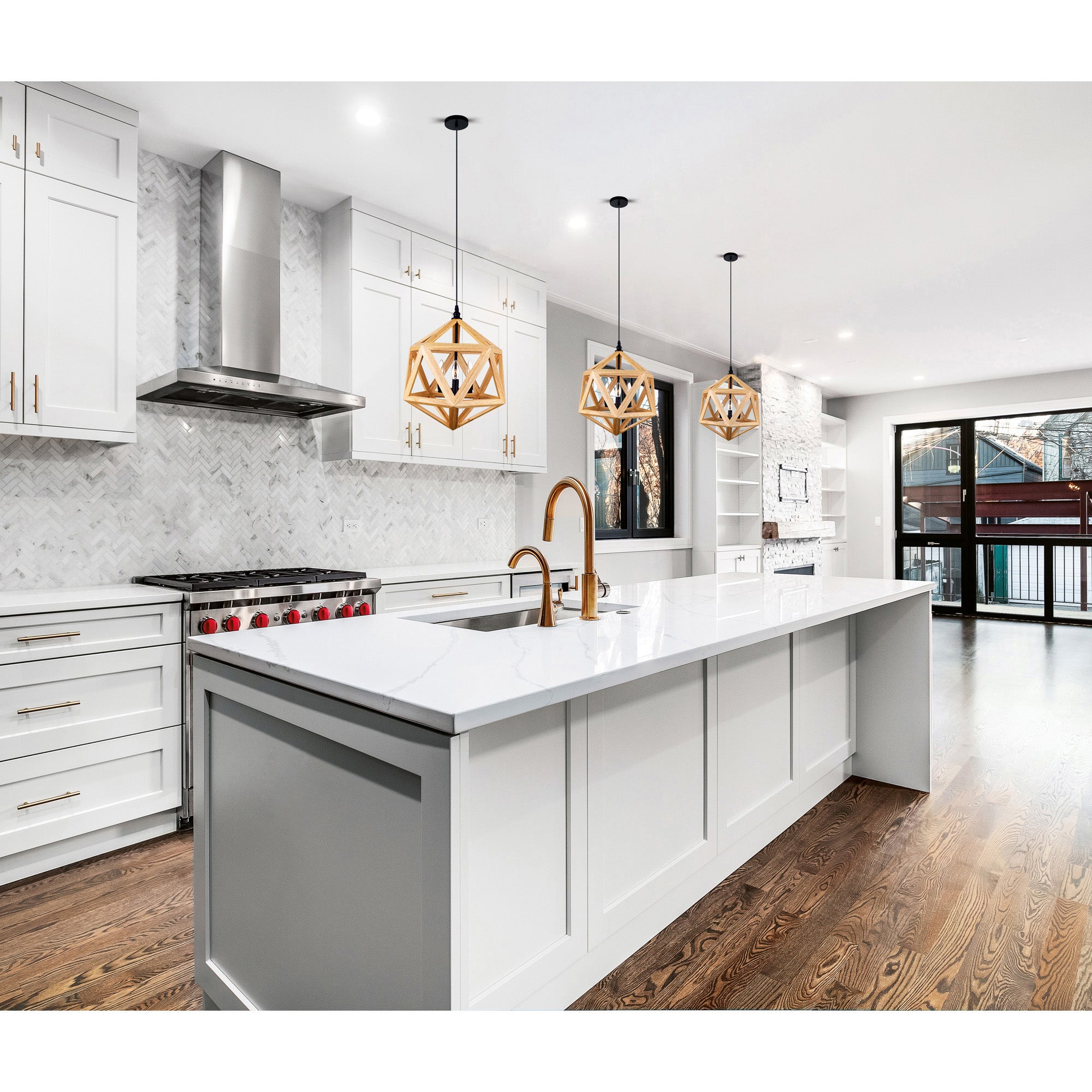 Lante 3 Light Wood Pendant Black Pendant