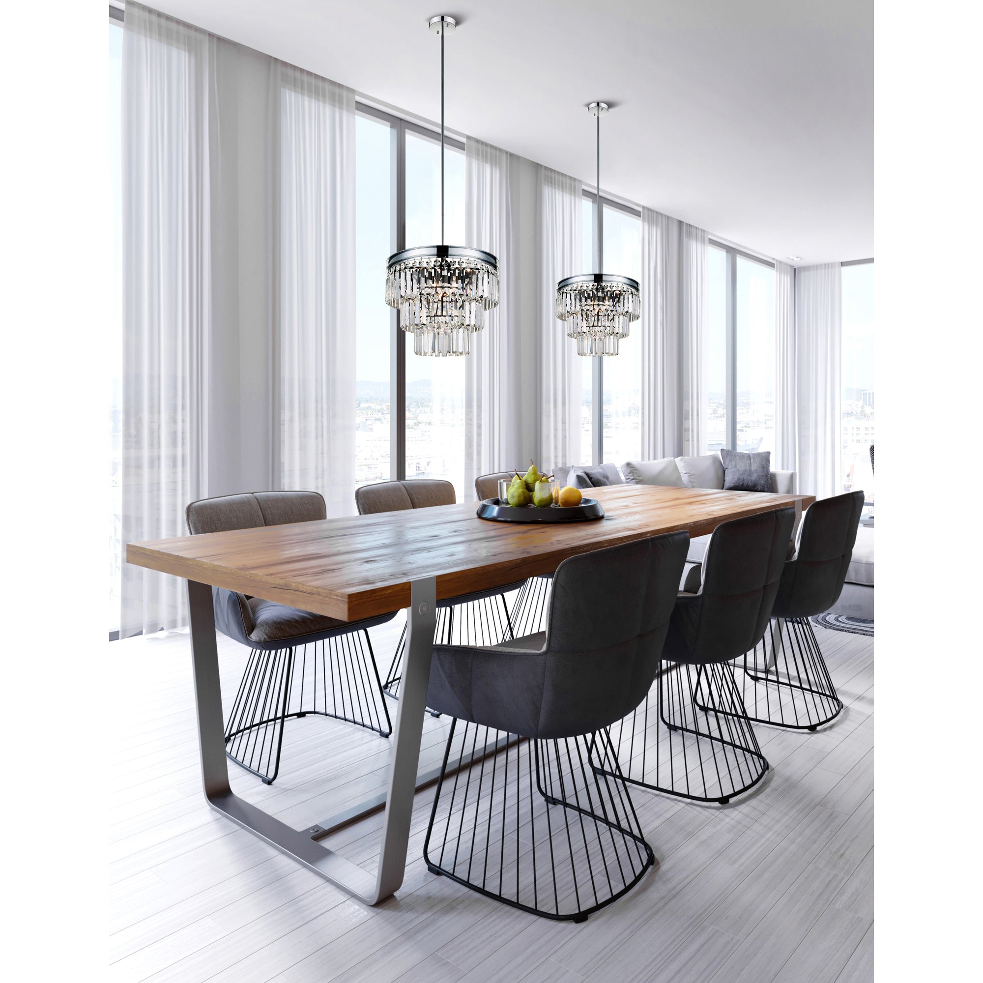 Weiss Chandeliers 5 Lights Chrome Crystal