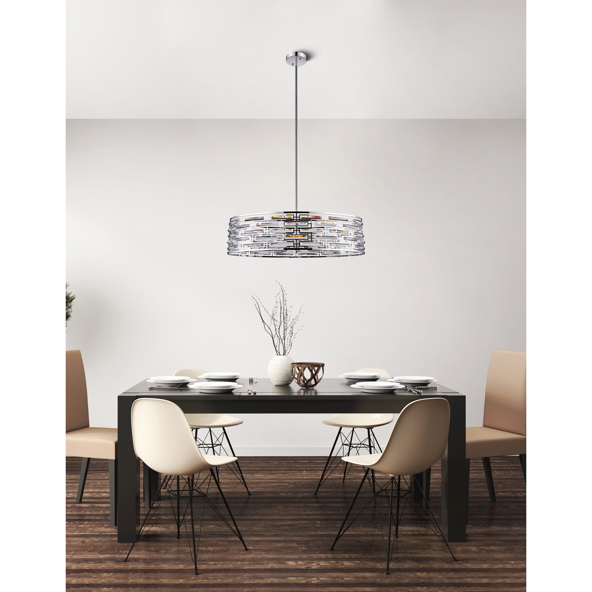 Petia 8 Light Chrome Shade Light Island Chandelier