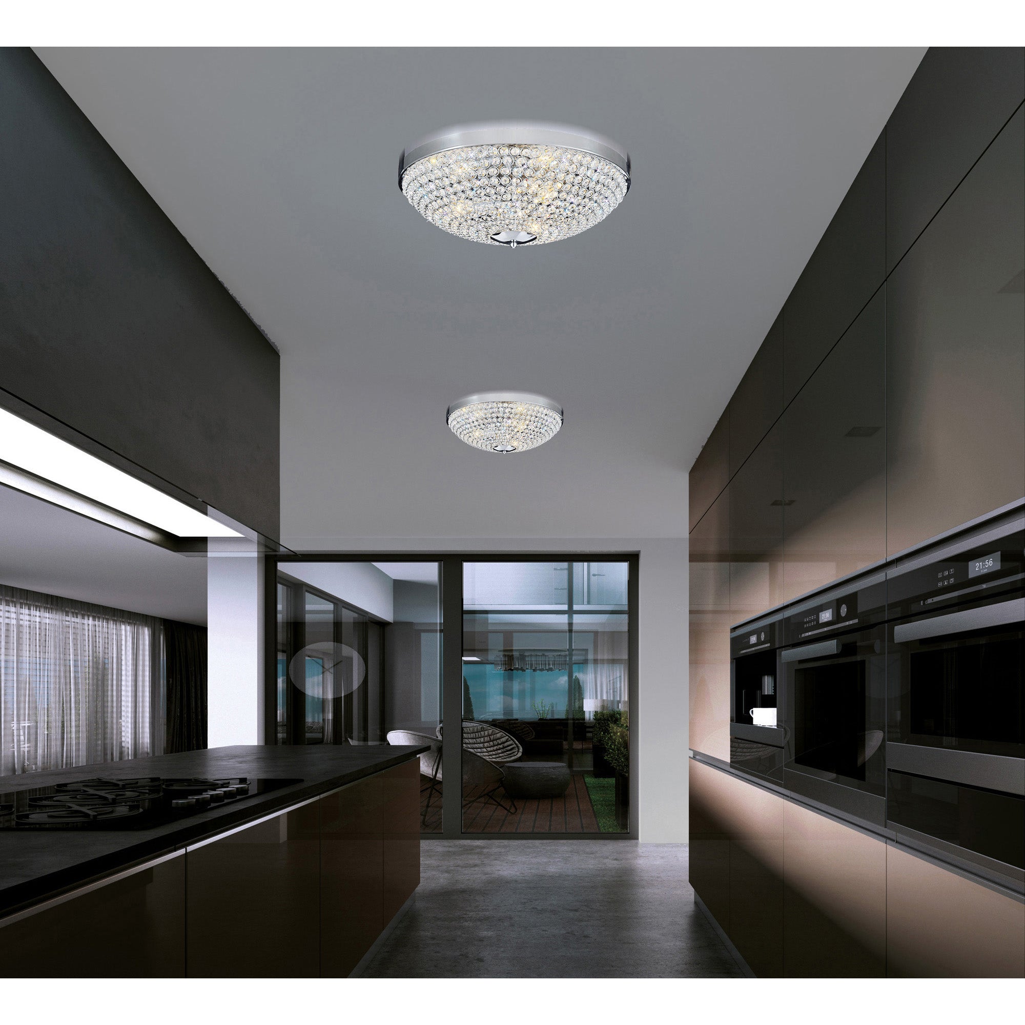 Globe 6 Light Chrome Flush Mount