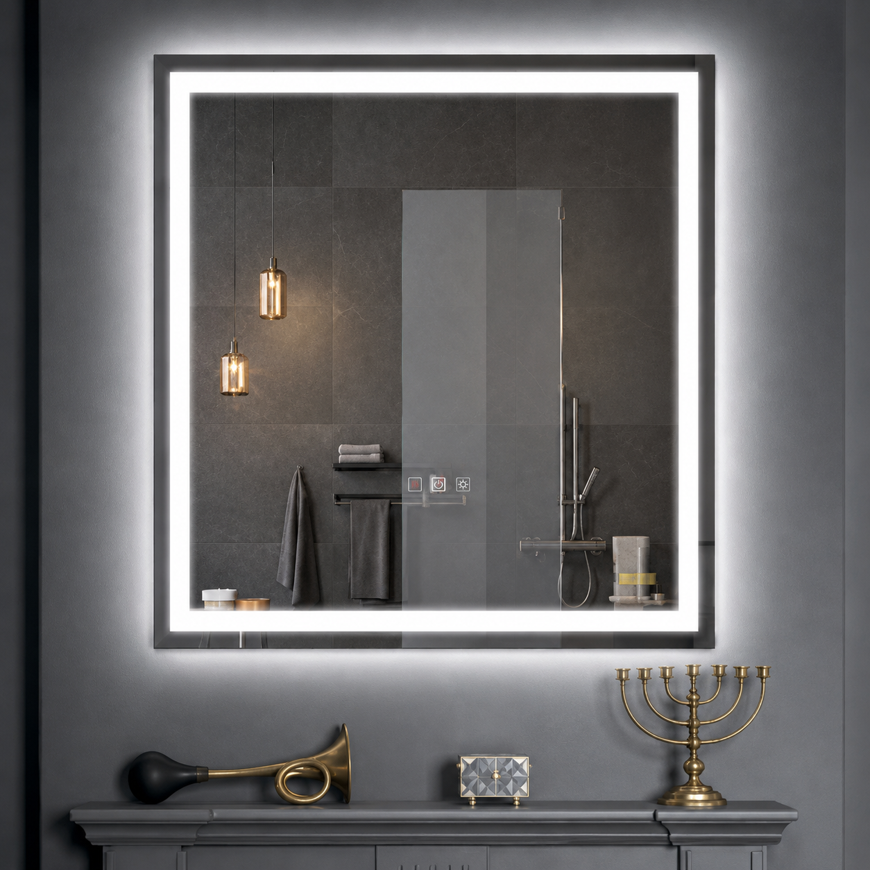 Gabriela 36x36'' Square Led Mirror