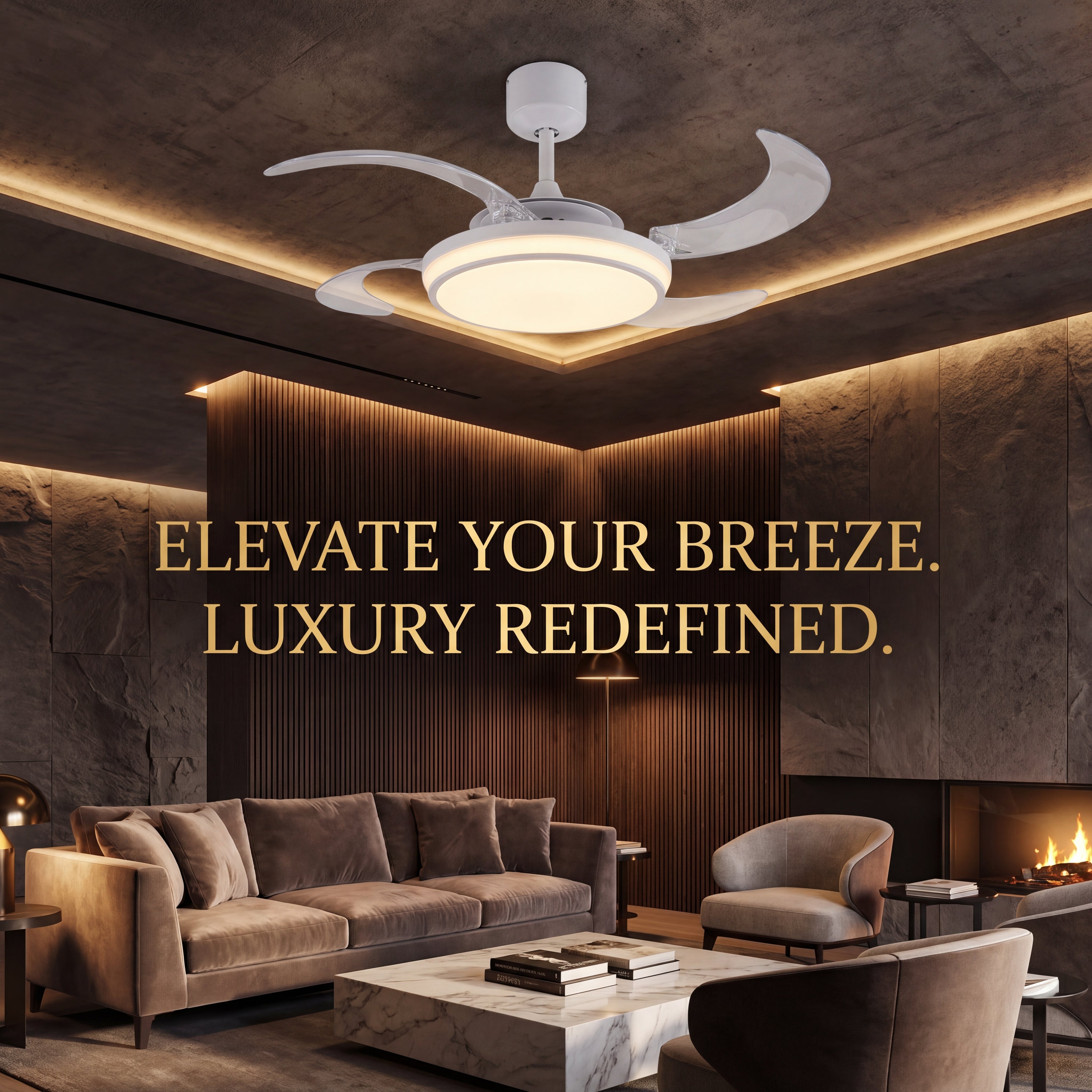 EVO1 48 Inch 1 Light White Fan with Retractable Blades and LED