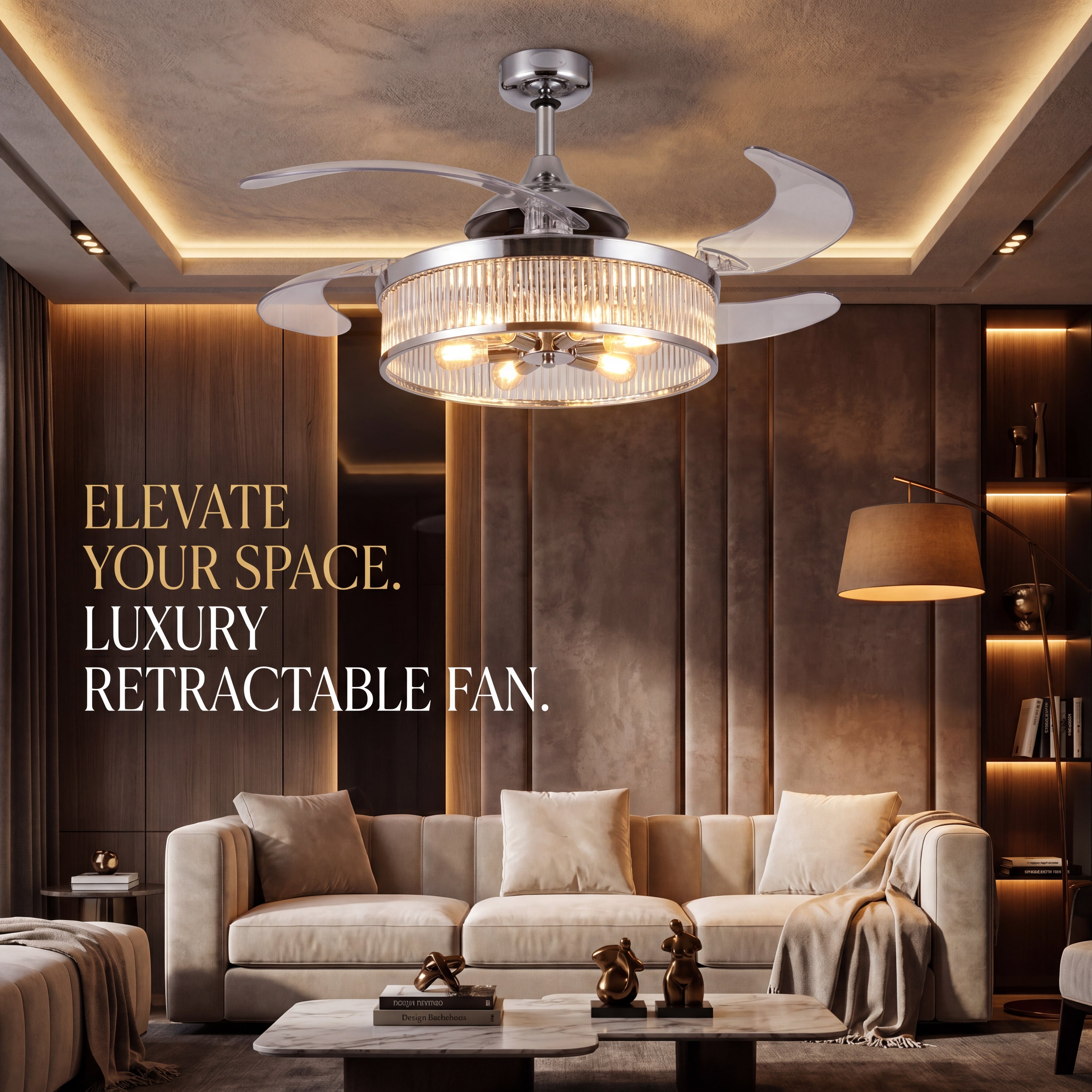 Corbelle 48 Inch 3 Light Chrome Fan with Retractable Blades