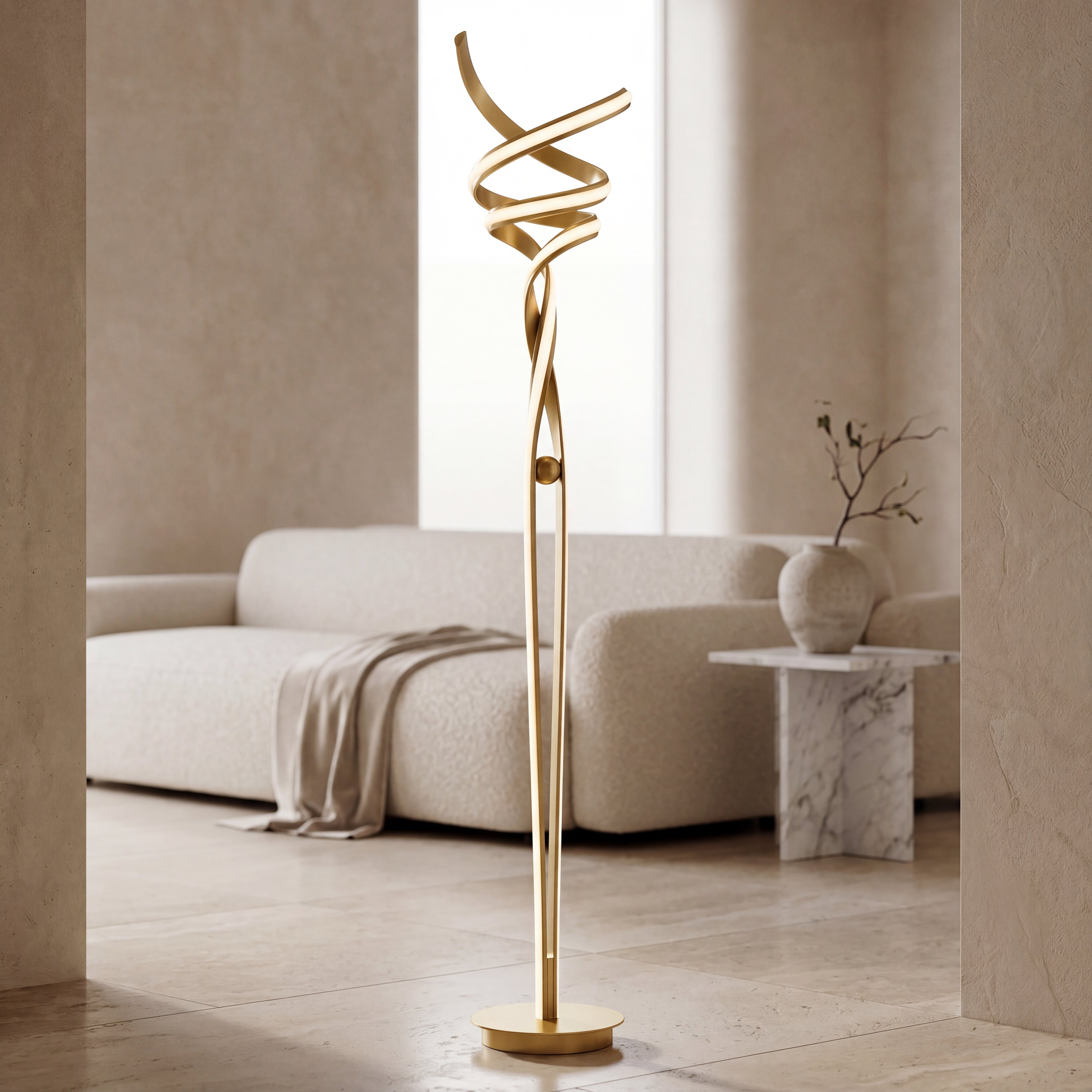 Munich LED Sandy Gold 63" Dimmable Floor Lamp