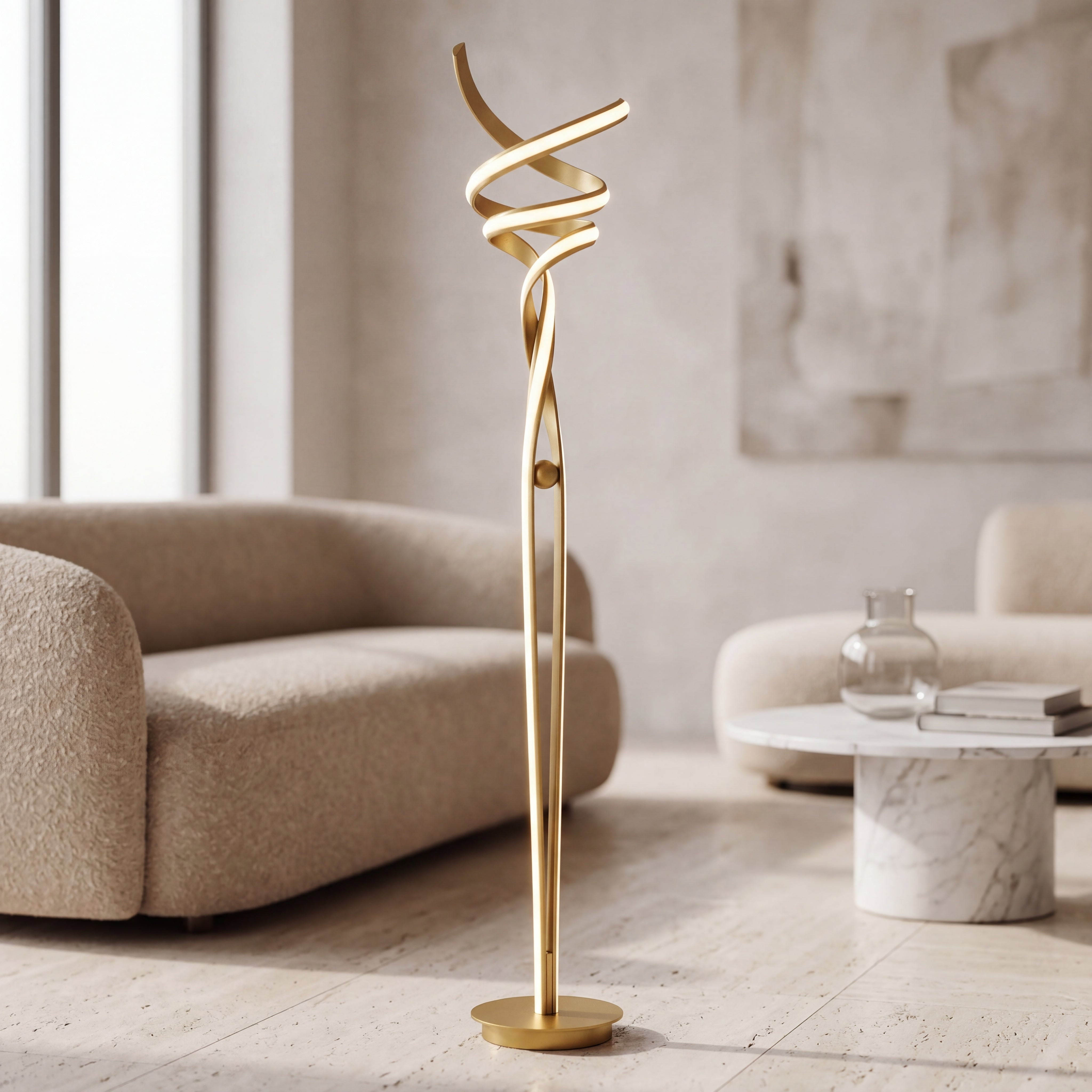 Munich LED Sandy Gold 63" Dimmable Floor Lamp