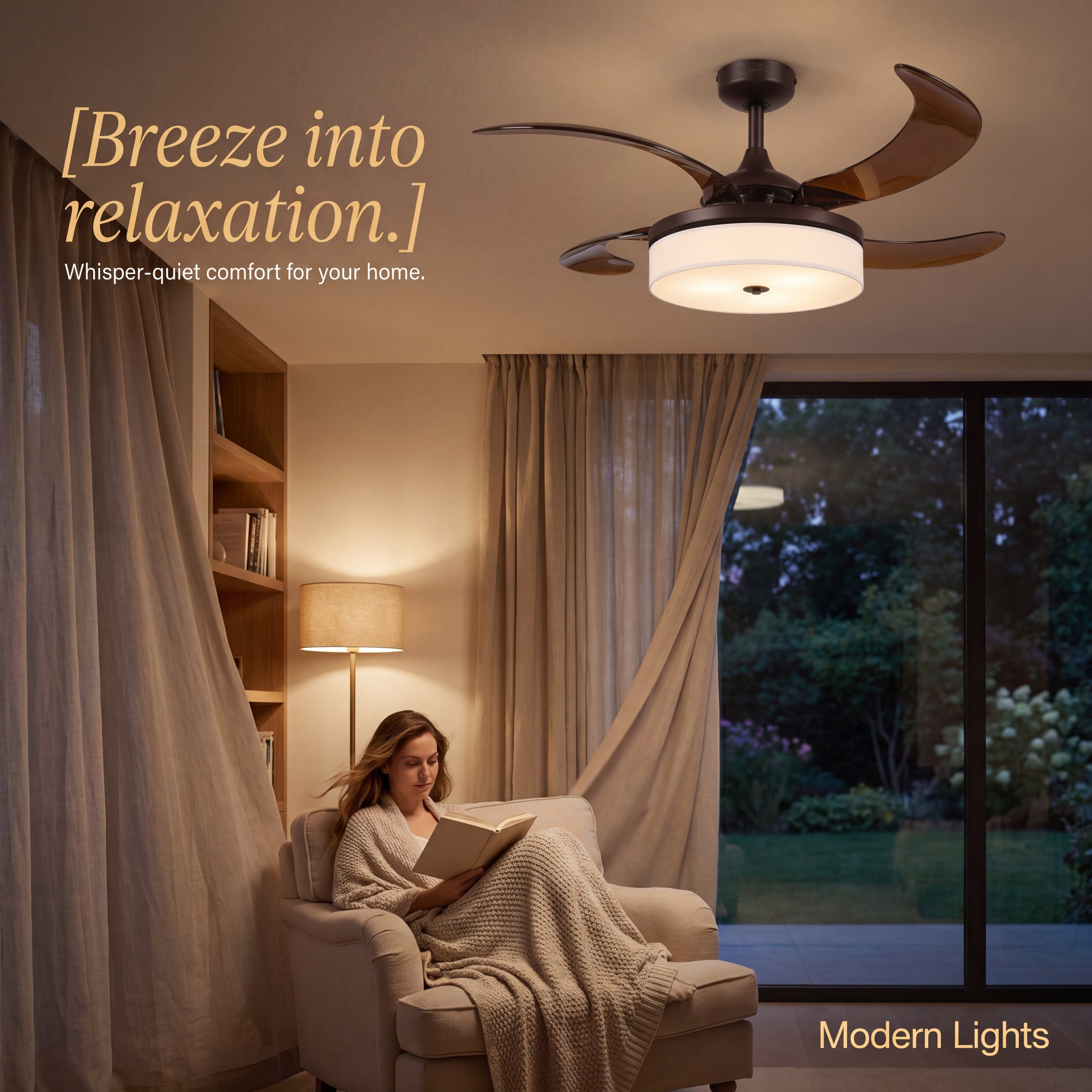 Fraser 48 Inch 3 Light Bronze Fan with Retractable Blades
