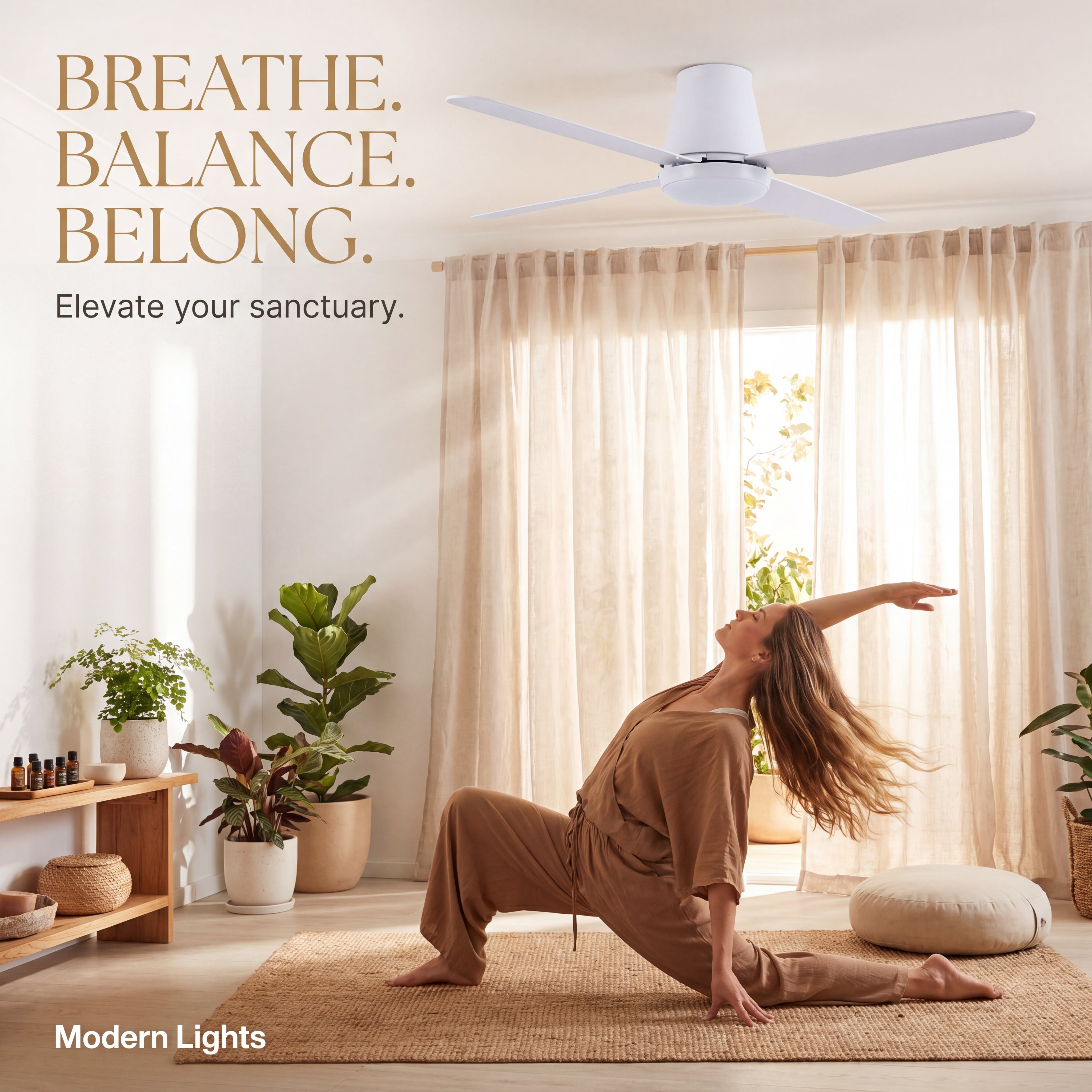 Aria Hugger 52 Inch White Fan with 1 Light and Remote