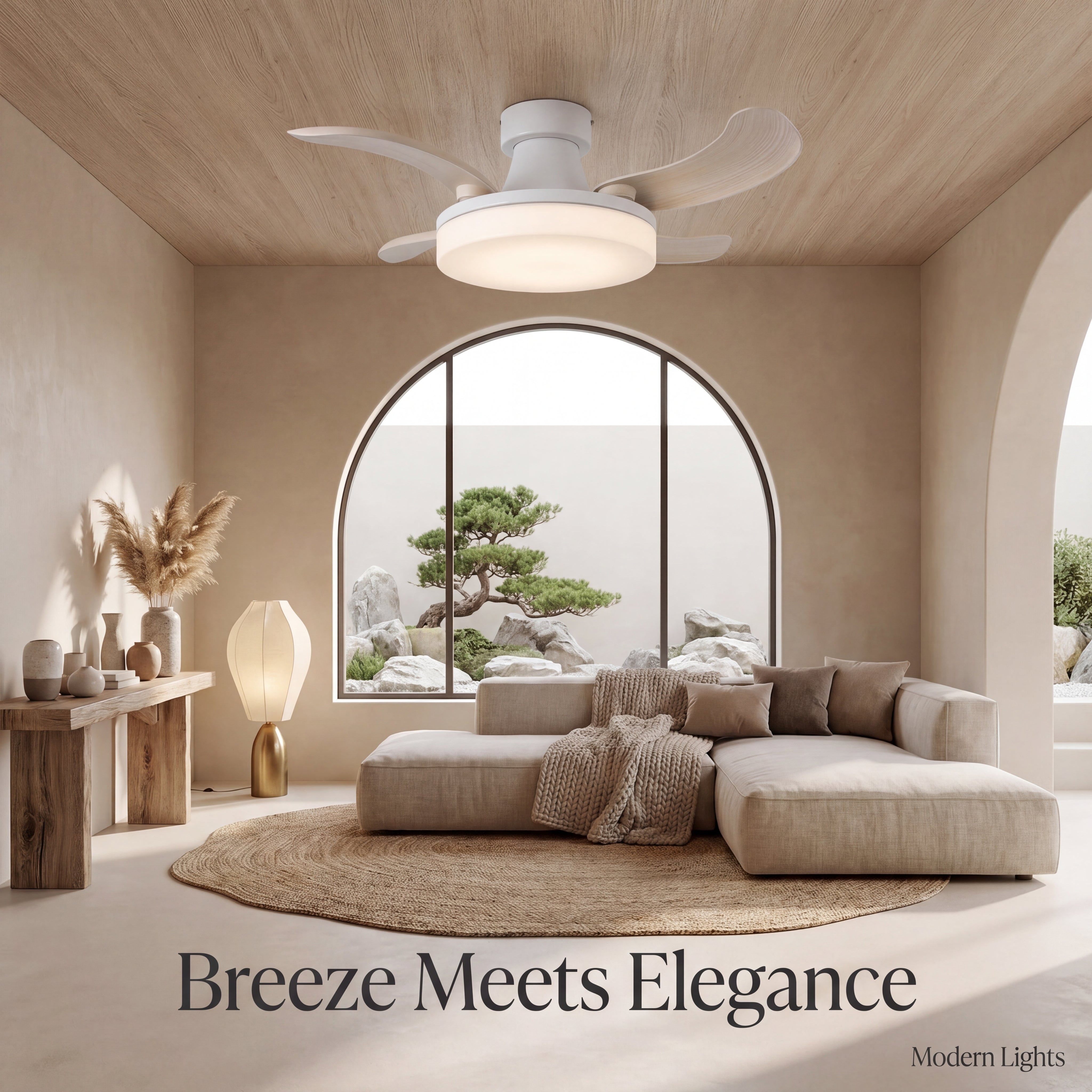 36 Inch Matte White Retractable Blade Ceiling Fan