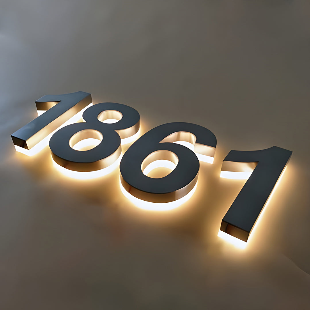 Personalized Stainless Steel Address Numbers – Lighted Home Sign with Modern Design