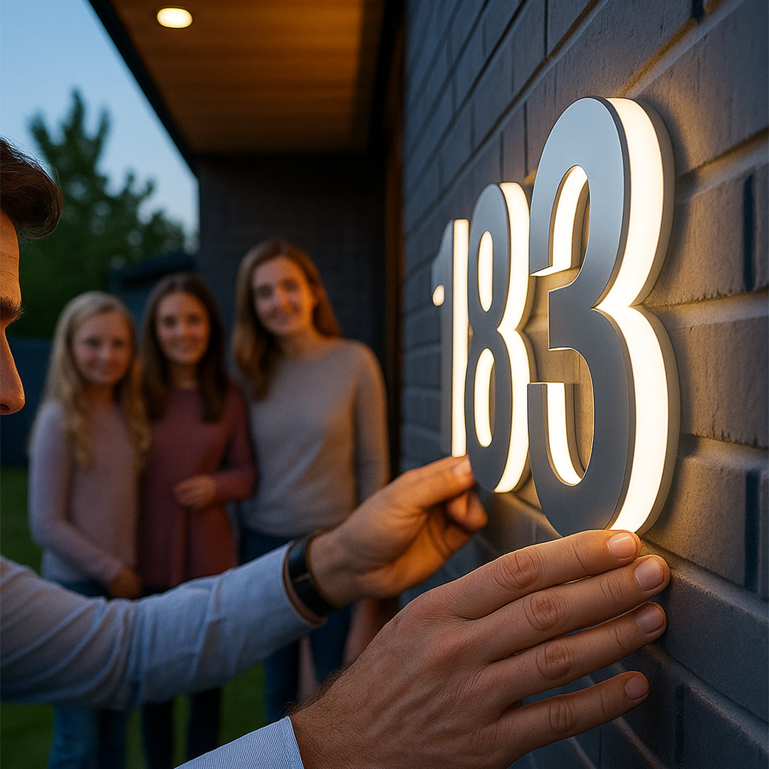 Premium LED Address Sign – Customized House Number in Modern Stainless Steel