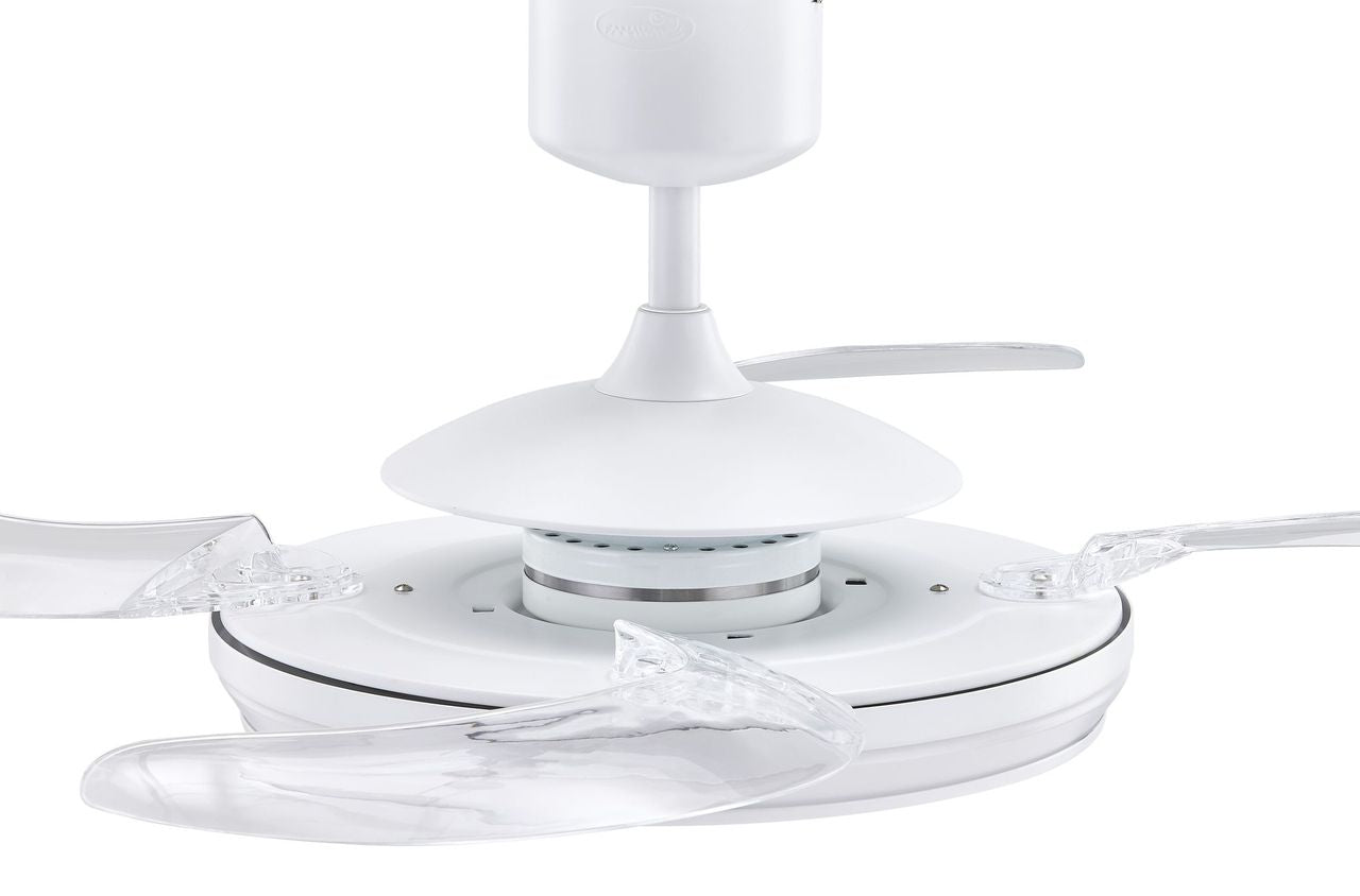 EVO1 48 Inch 1 Light White Fan with Retractable Blades and LED