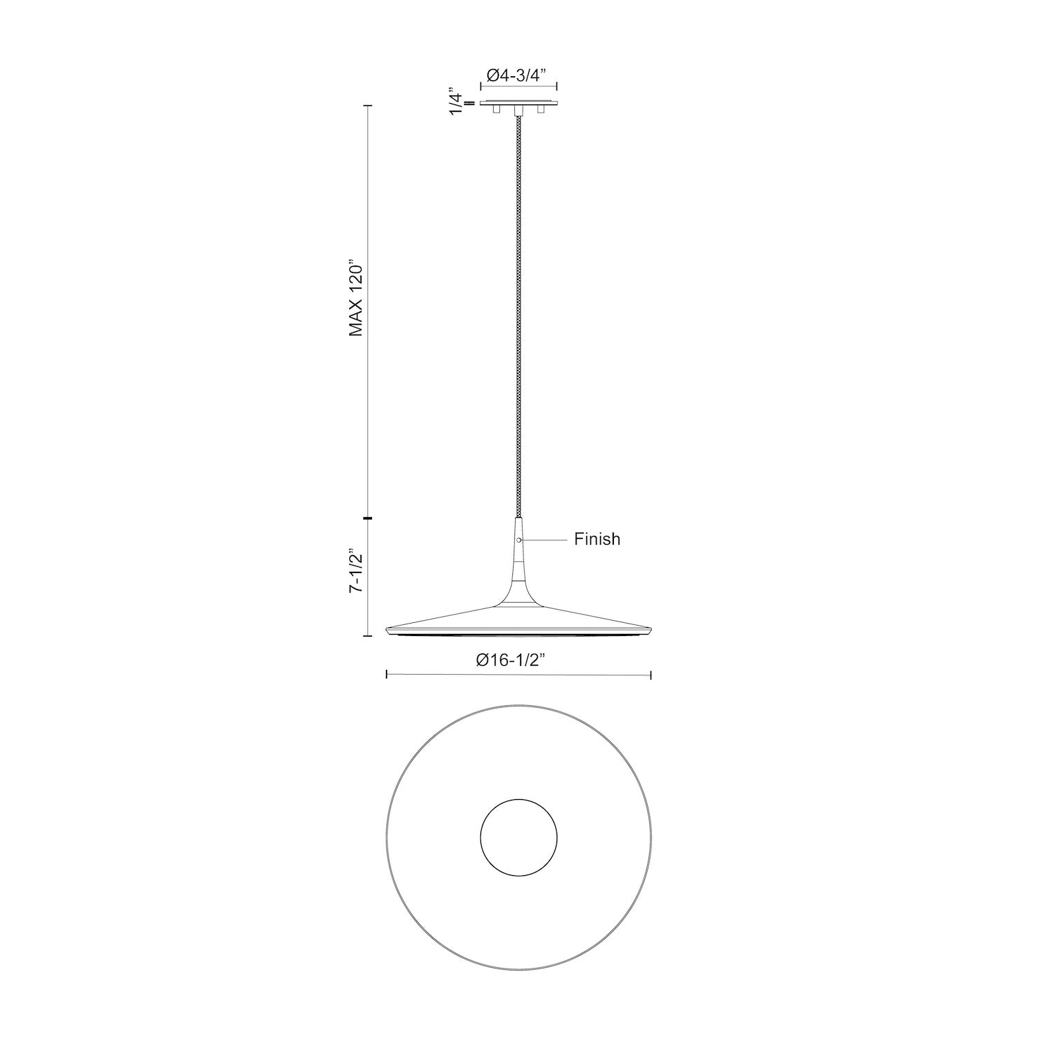 Disc 16-in Steel Pendant