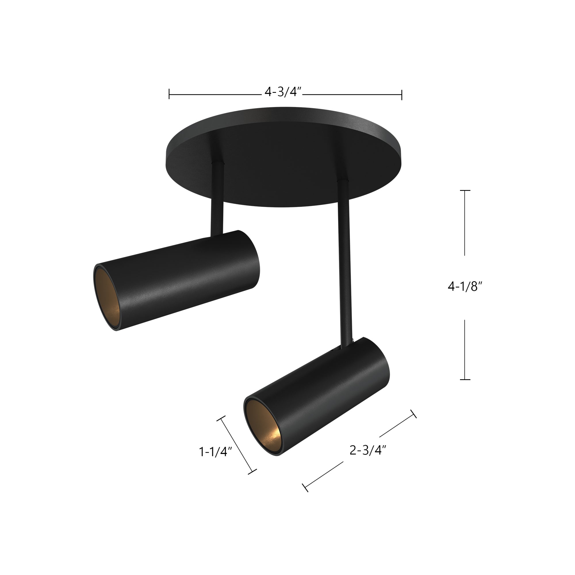Downey 3-in Aluminum 2 Head LED Semi-Flush Mount