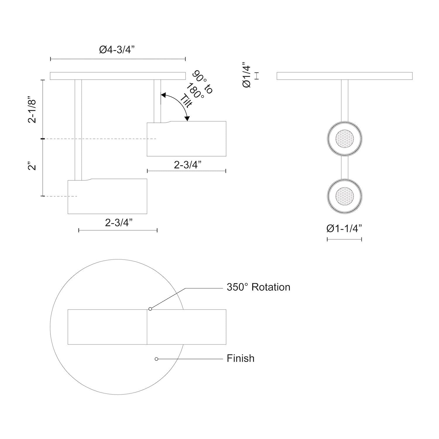 Downey 3-in Aluminum 2 Head LED Semi-Flush Mount