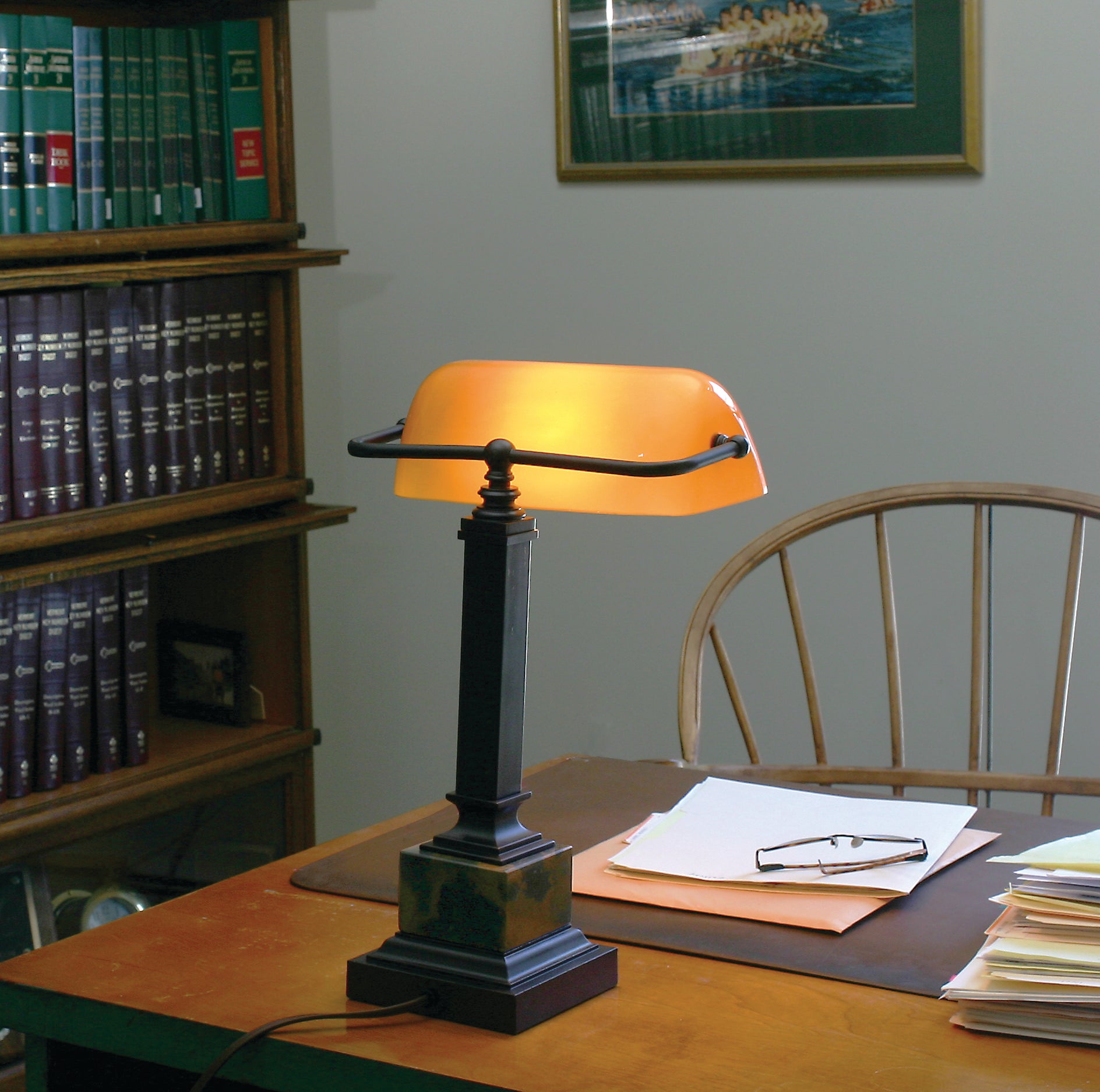 13.75-inch Shelburne Mahogany Bronze Table Lamp