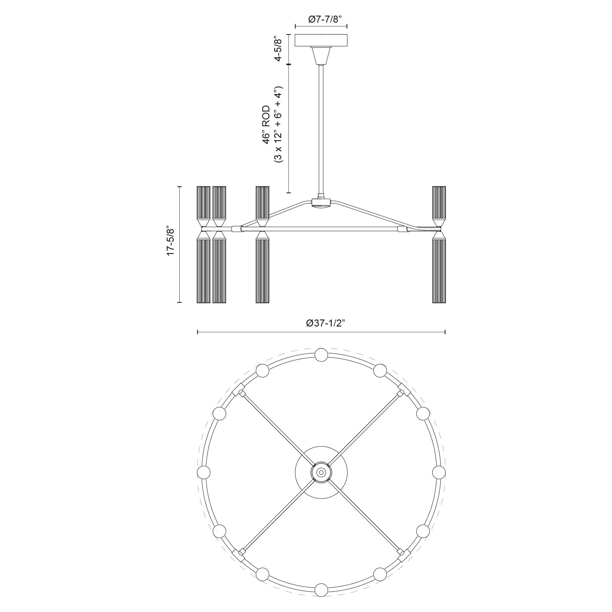 Edwin 38-in Steel Chandelier