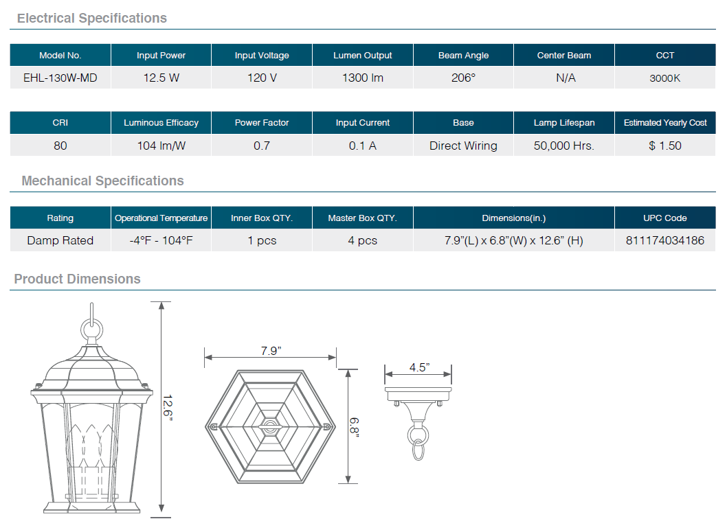 LED Flickering Flame Lantern Decorative Fixture