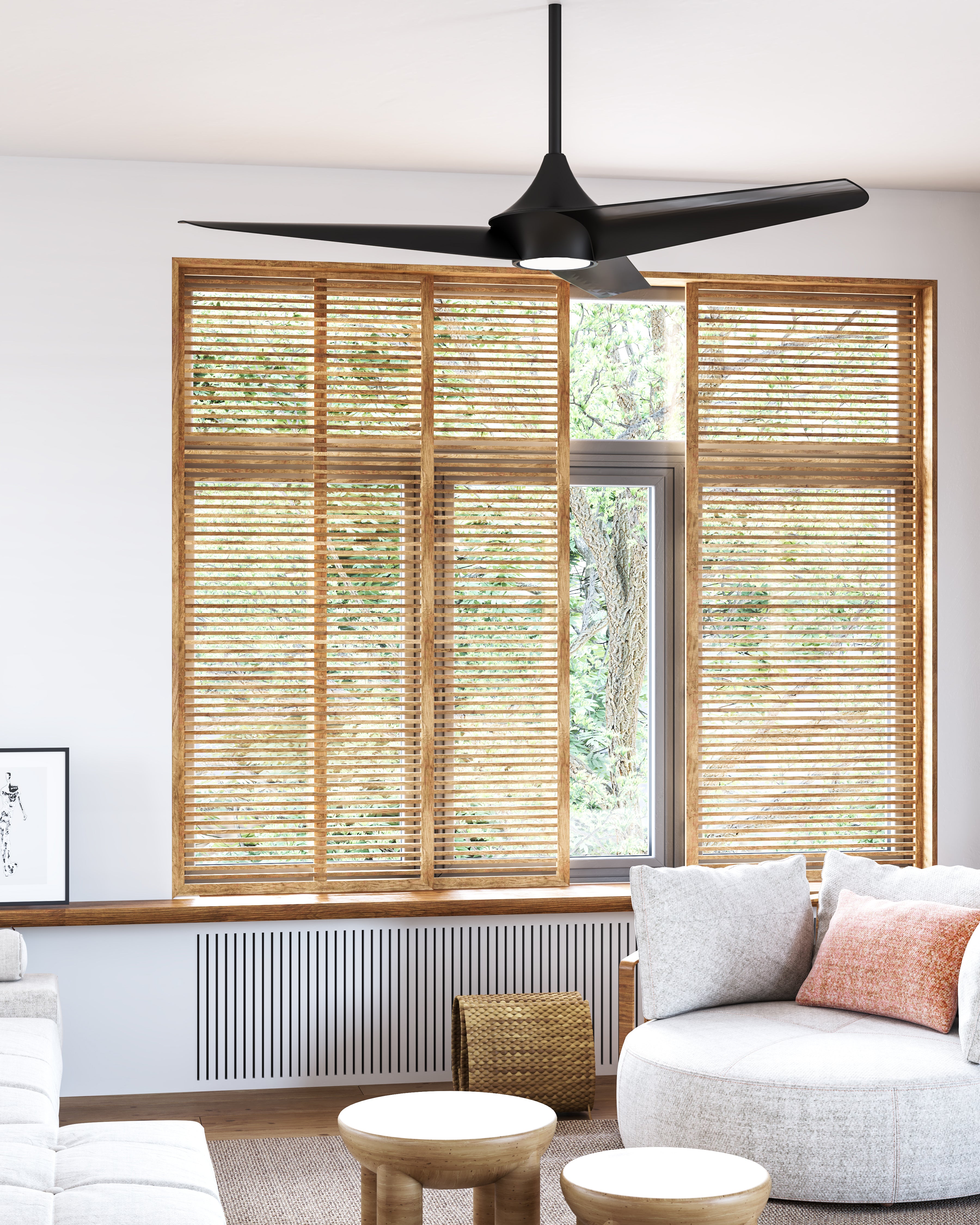 Emiko 56-in Matte Black Reversible DC LED Ceiling Fan