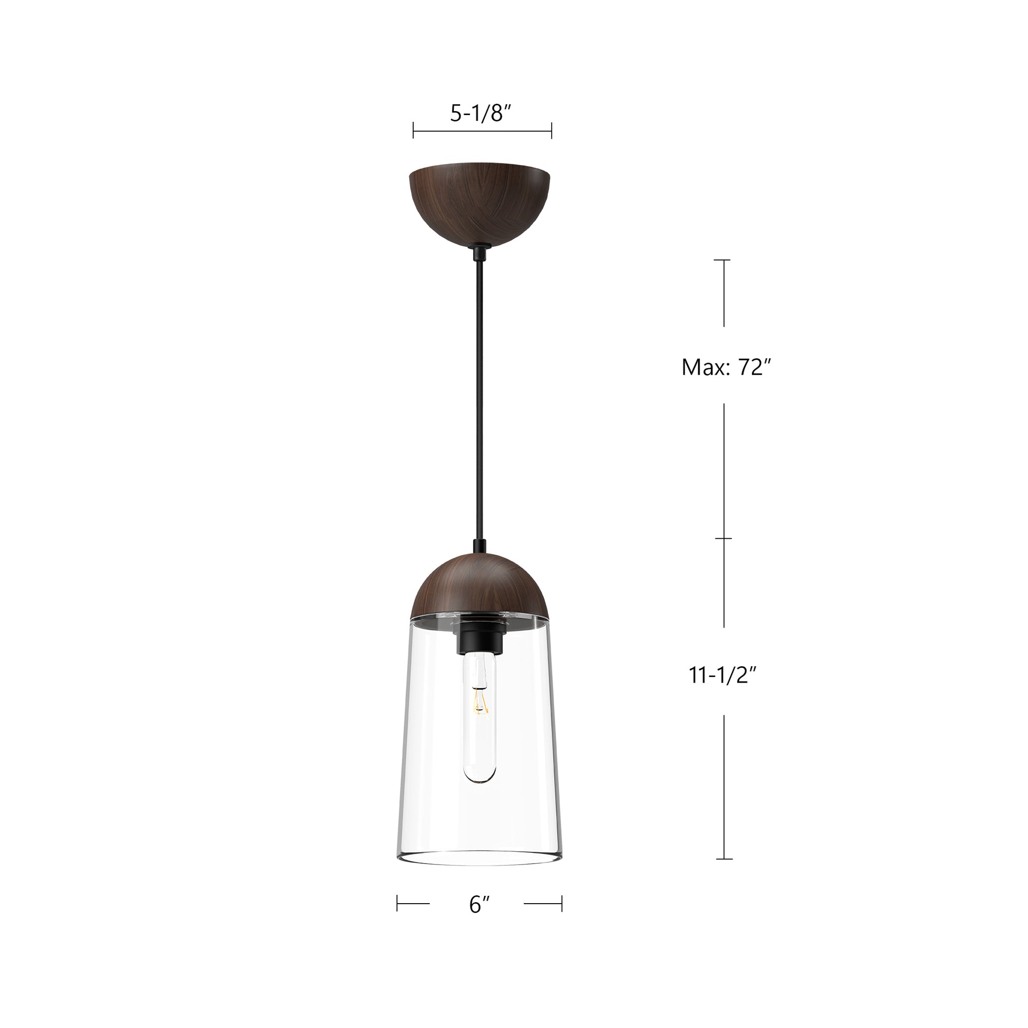 Emil 6-in Steel Pendant