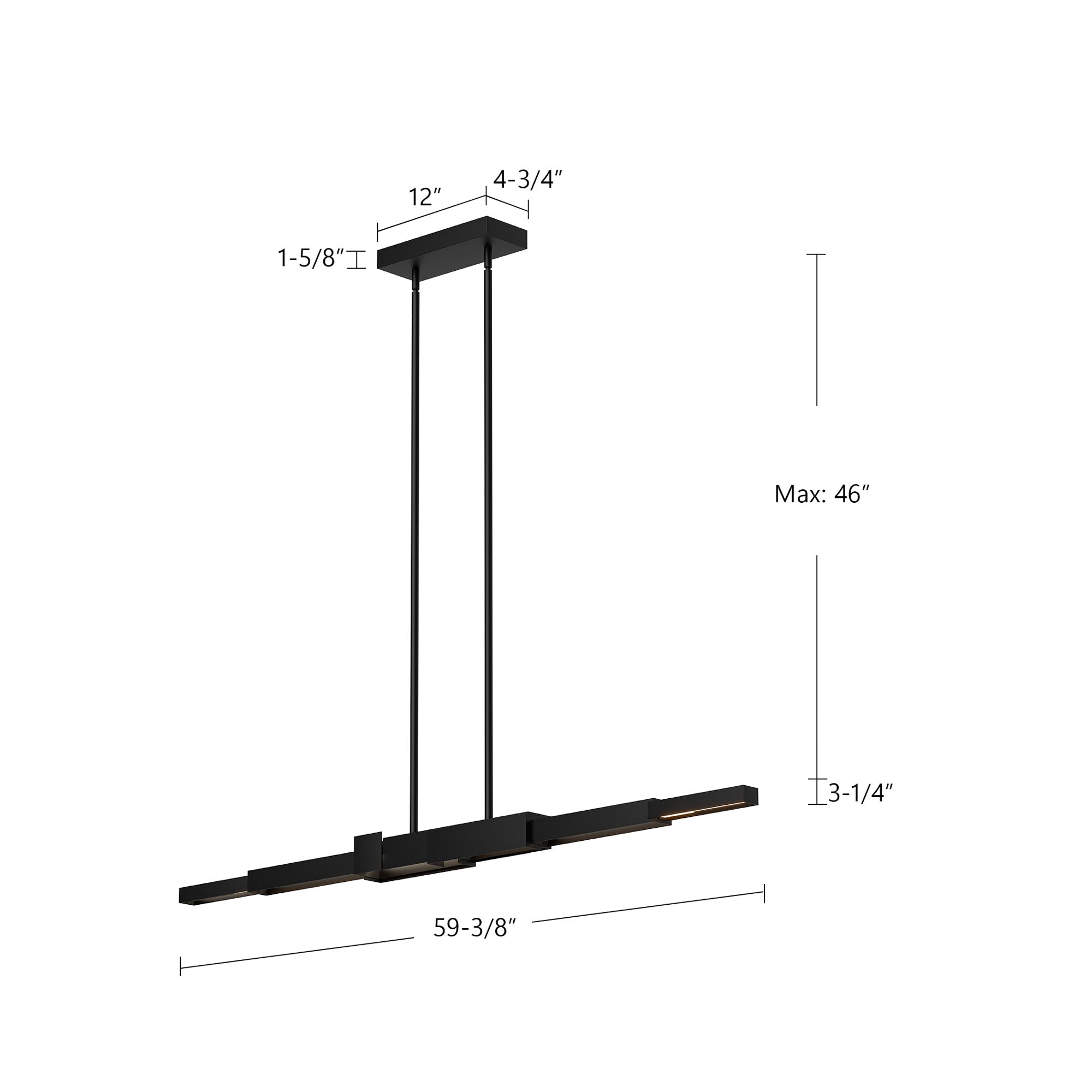 Enzo 60-in Aluminum Linear Pendant