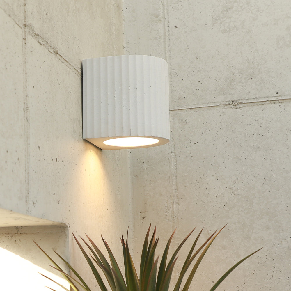 Artisan Concrete Corinthian Wall Sconce Cream White Fixture