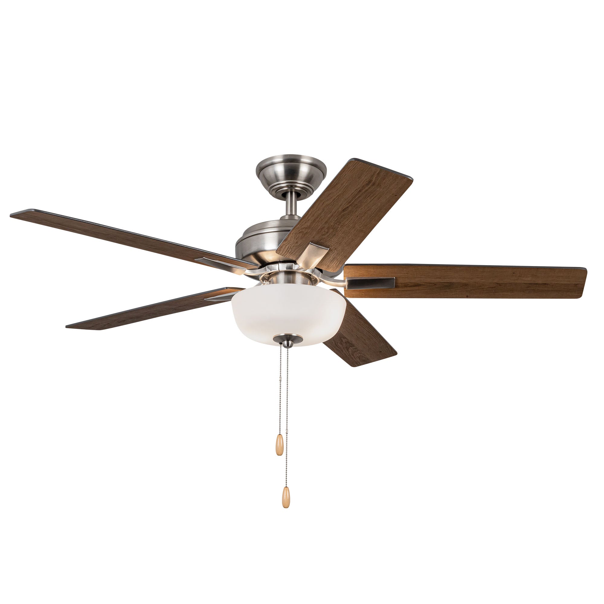Erikson 52-in Brushed Nickel Pull Chain Ceiling Fan with Bulbs