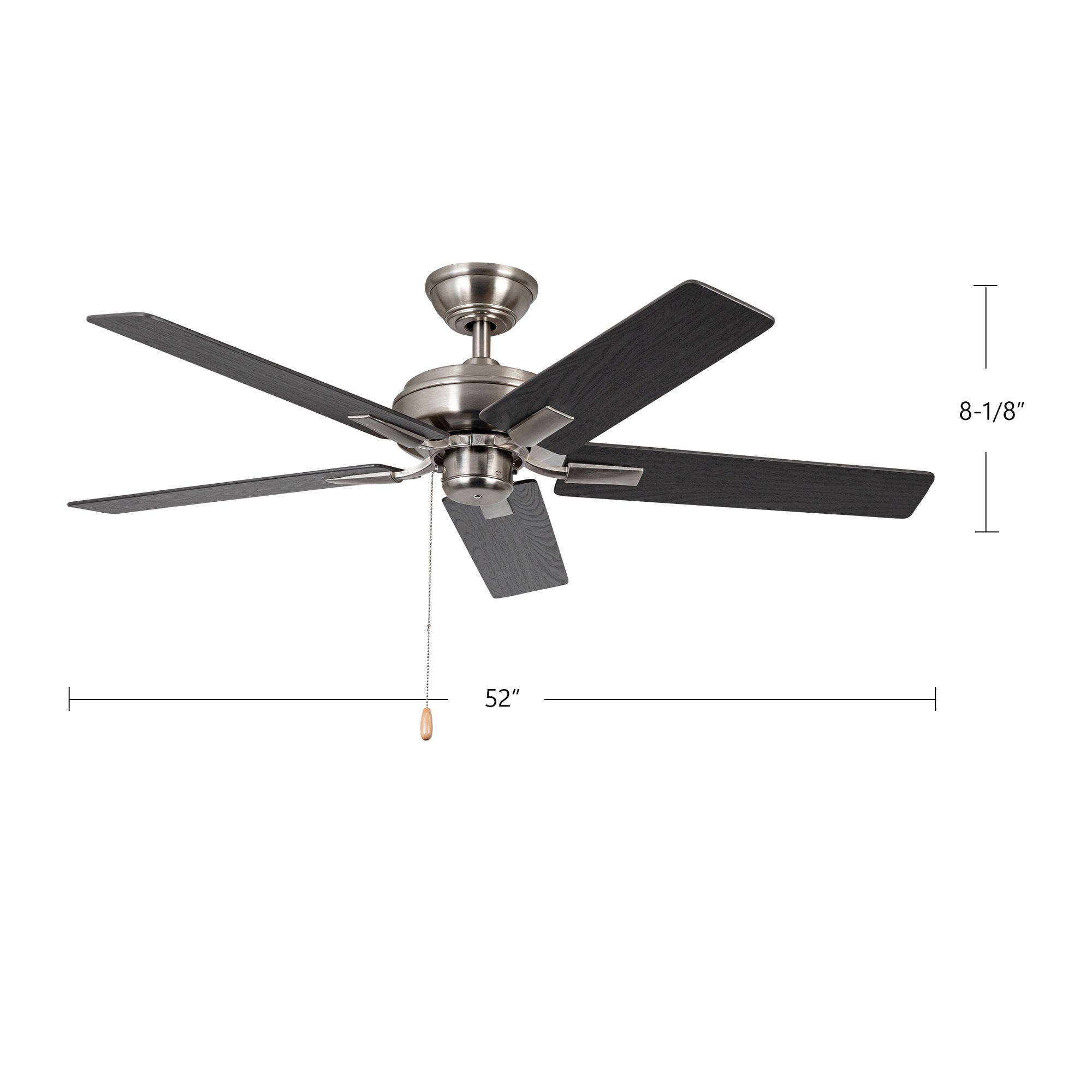 Erikson 52-in Brushed Nickel Reversible AC Ceiling Fan