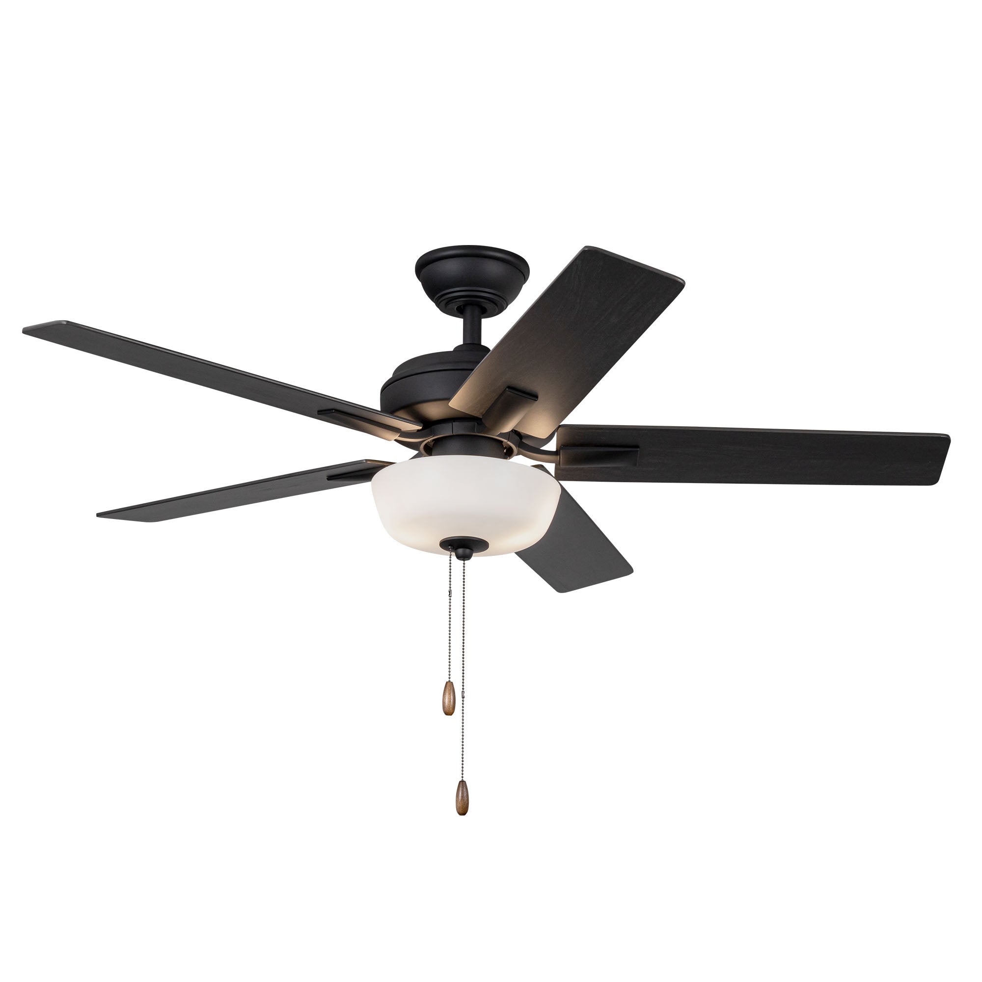 Erikson 52-in Matte Black Pull Chain Ceiling Fan with Bulbs
