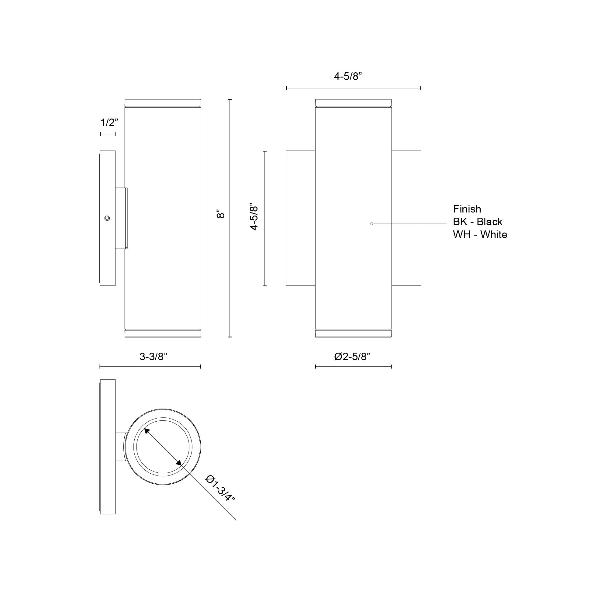 Nordic 8-in (2-in Dia.) Aluminum Outdoor Wall Light