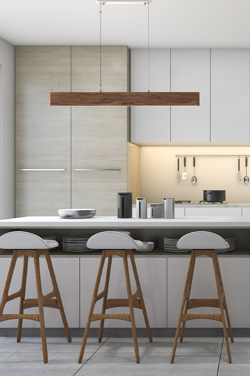 Artisan Wood 39" Linear Pendant Lighting 20W Walnut Fixture