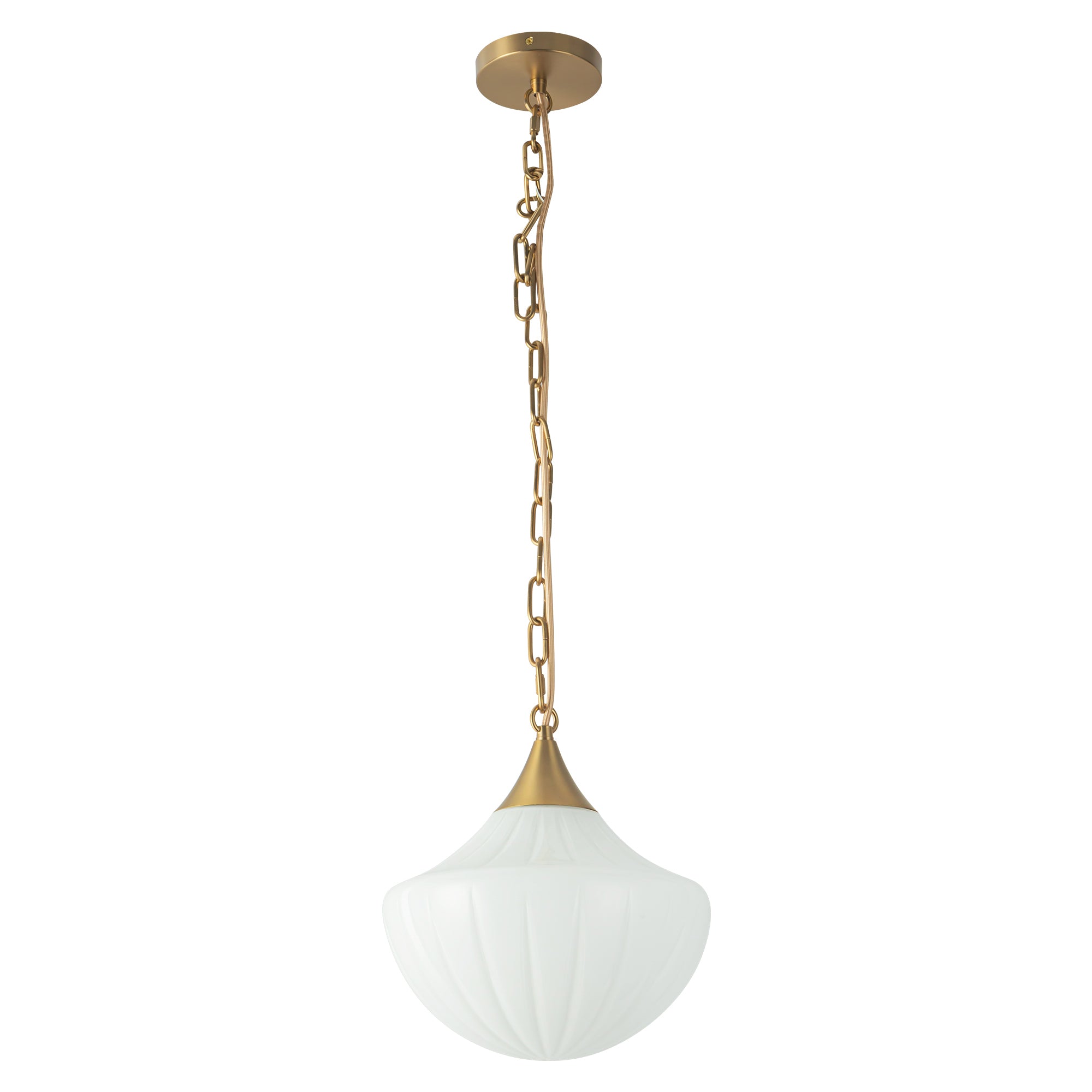 Farrah 12-in Amber Ribbed Glass Socket Pendant